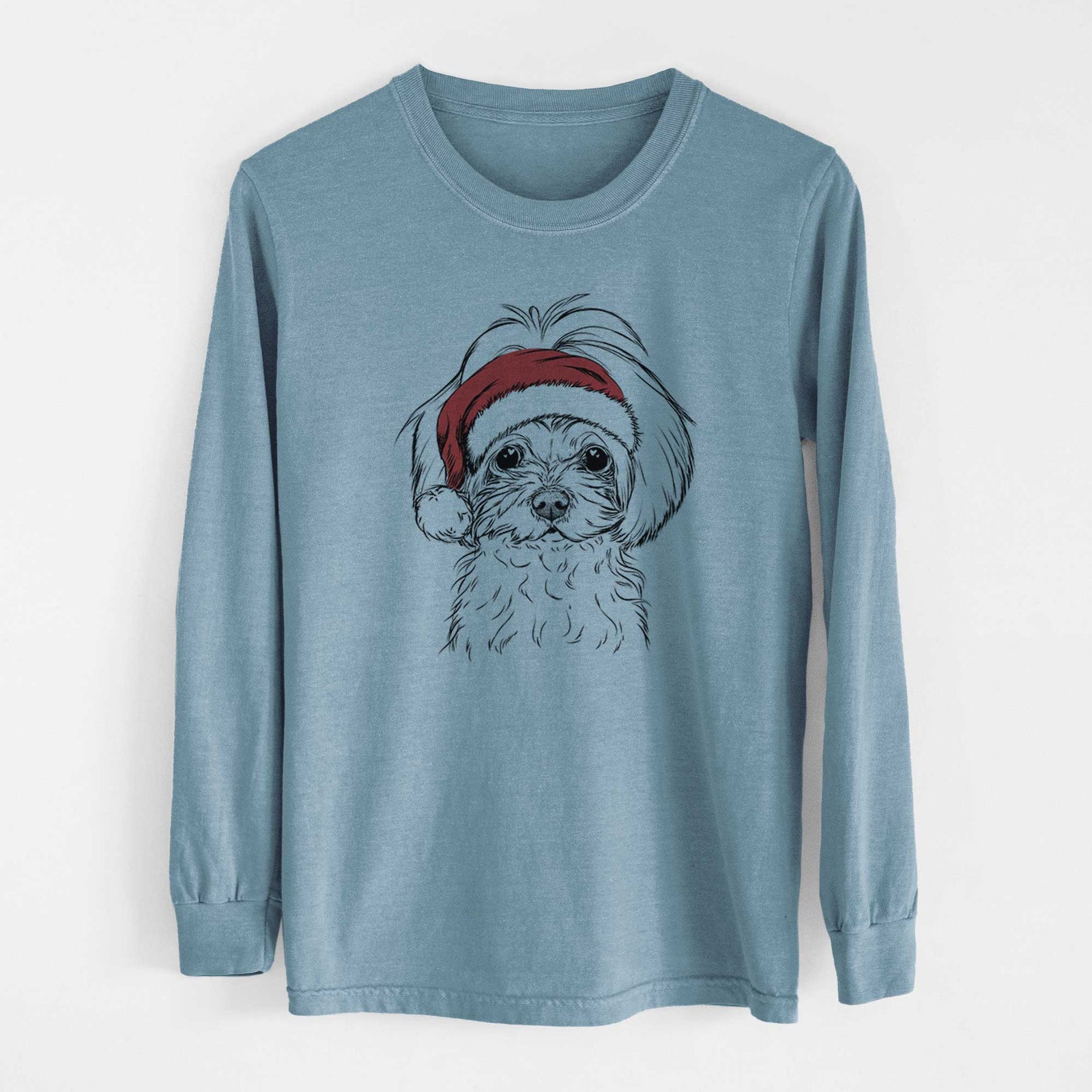 Santa Ellie the Maltese - Heavyweight 100% Cotton Long Sleeve
