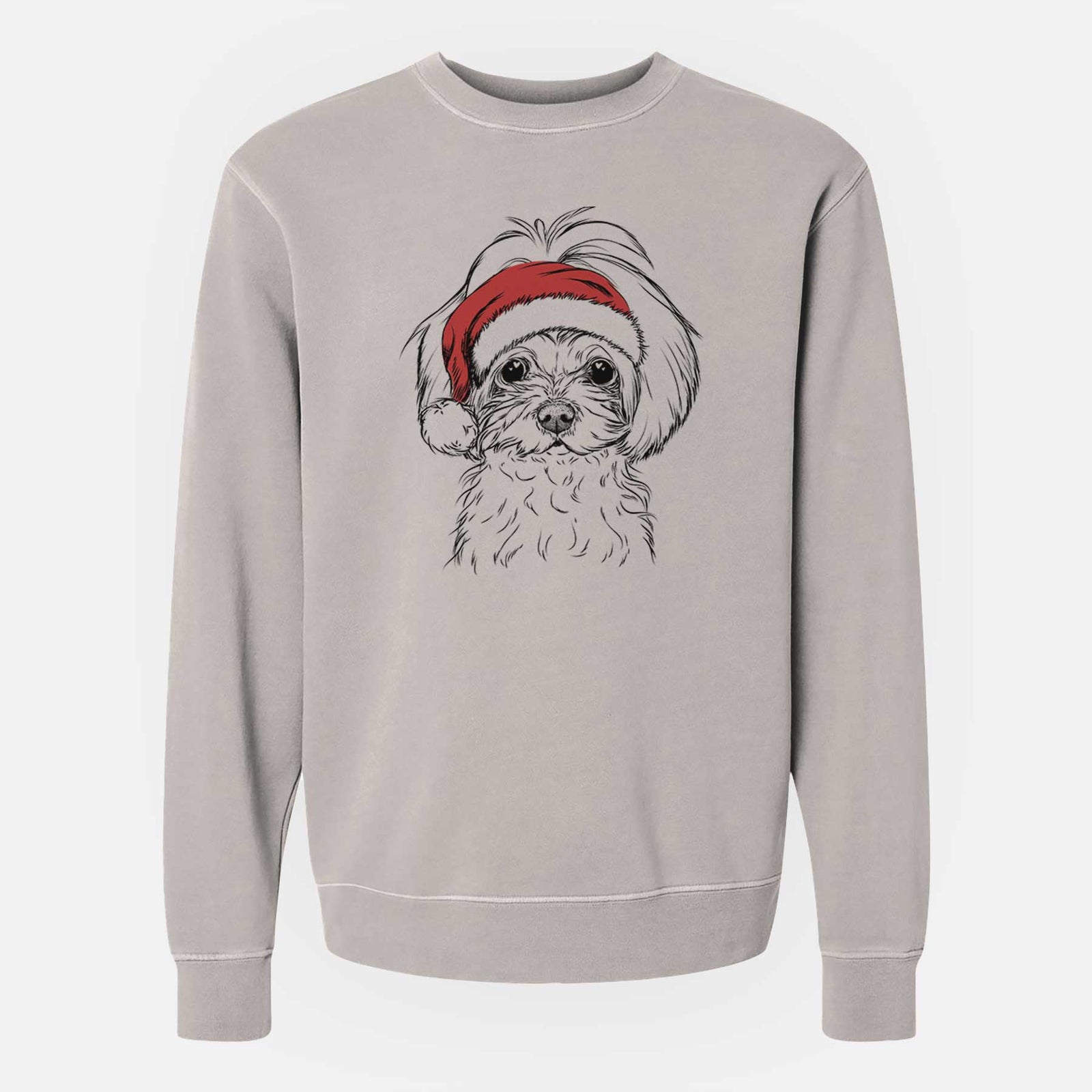 Santa Ellie the Maltese - Unisex Pigment Dyed Crew Sweatshirt