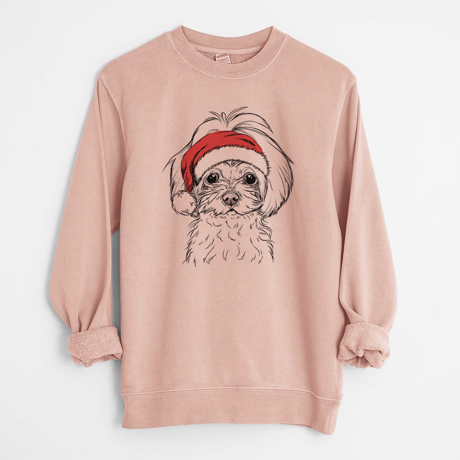 Santa Ellie the Maltese - Unisex Pigment Dyed Crew Sweatshirt