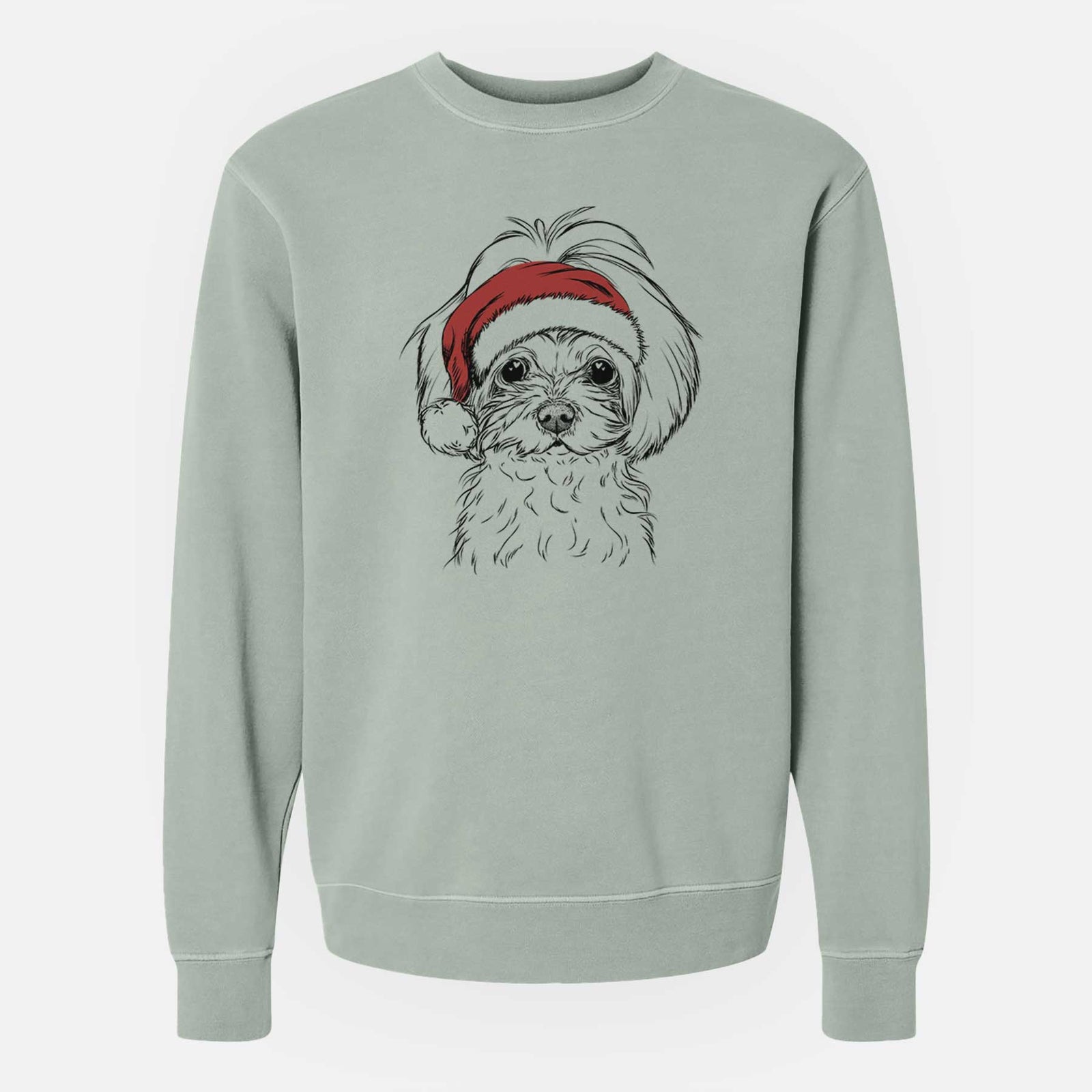Santa Ellie the Maltese - Unisex Pigment Dyed Crew Sweatshirt