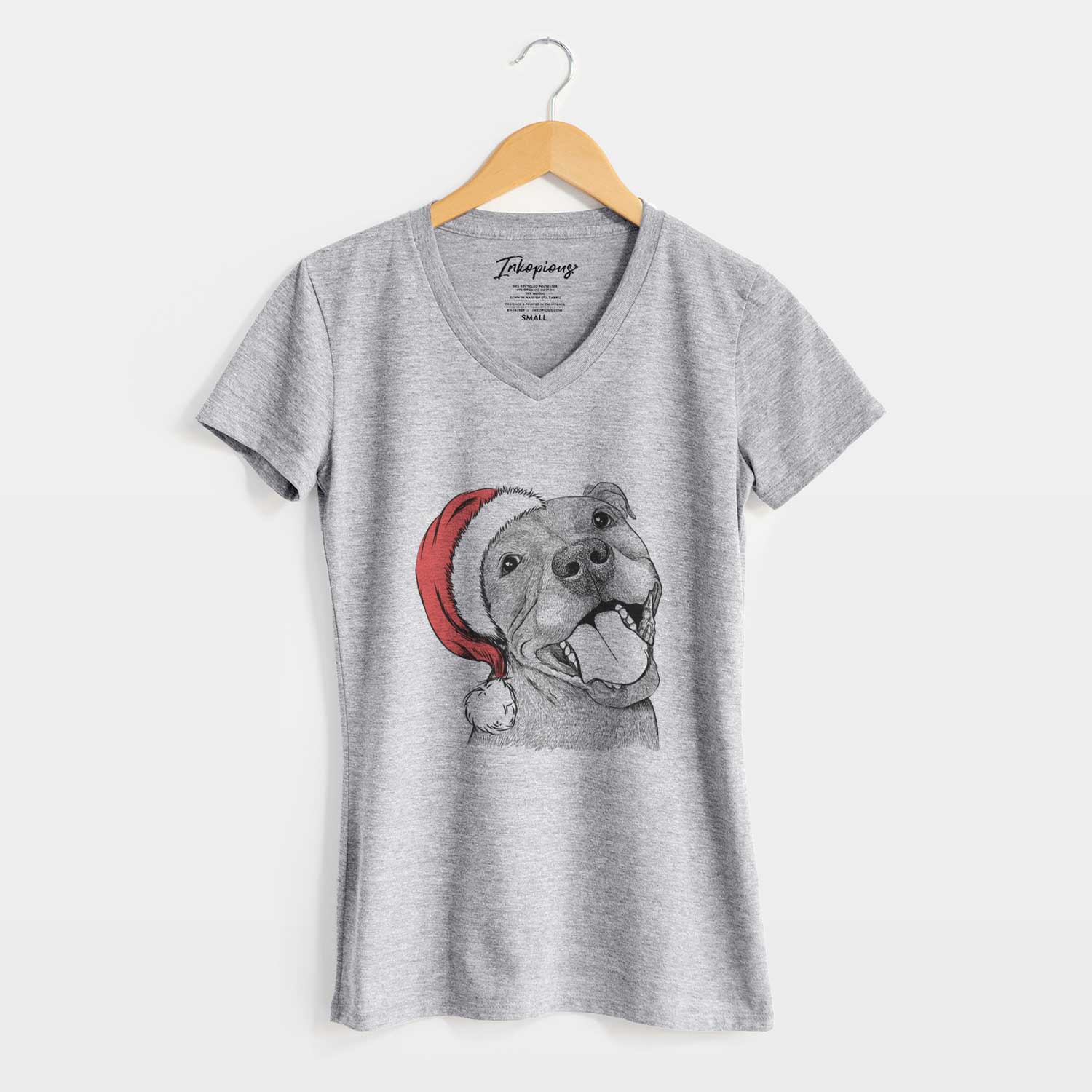 Santa Eloise the Pitbull Mix - Women's V-neck Shirt