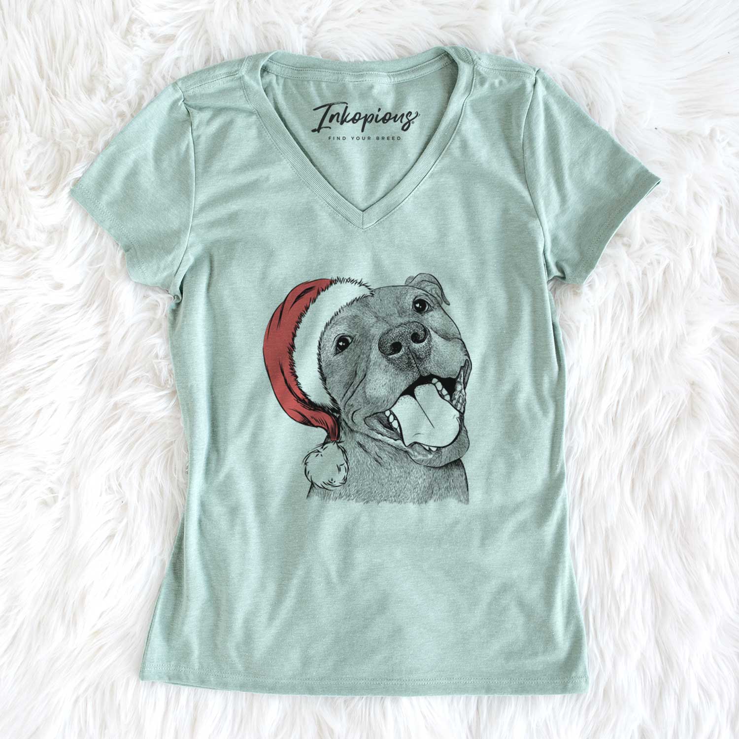 Santa Eloise the Pitbull Mix - Women's V-neck Shirt