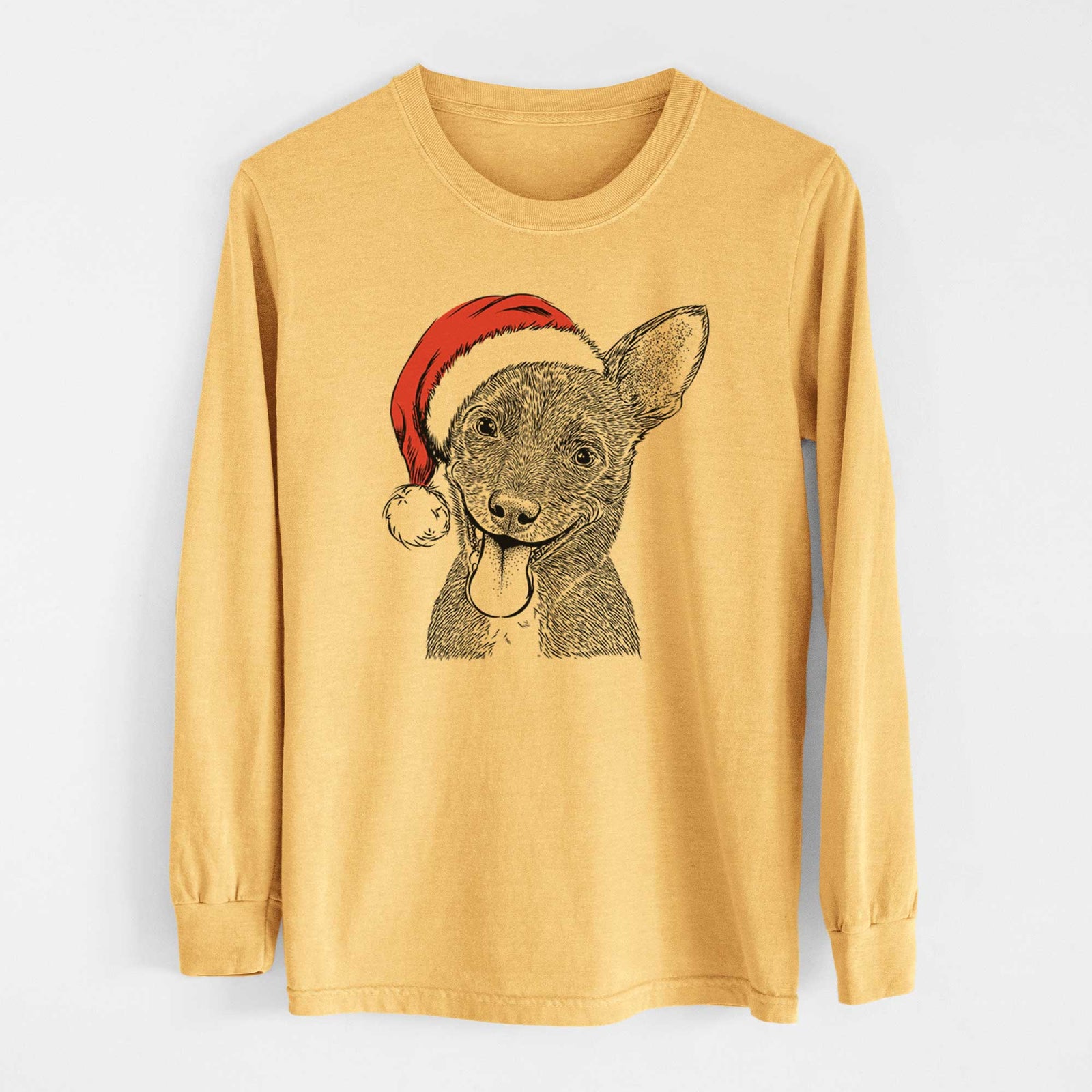 Santa Elvira the Terrier Mix - Heavyweight 100% Cotton Long Sleeve