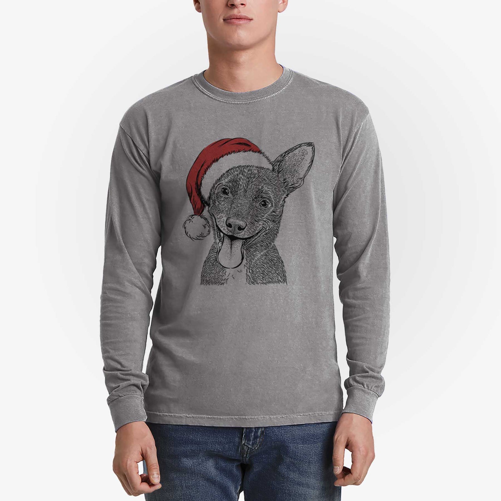 Santa Elvira the Terrier Mix - Heavyweight 100% Cotton Long Sleeve