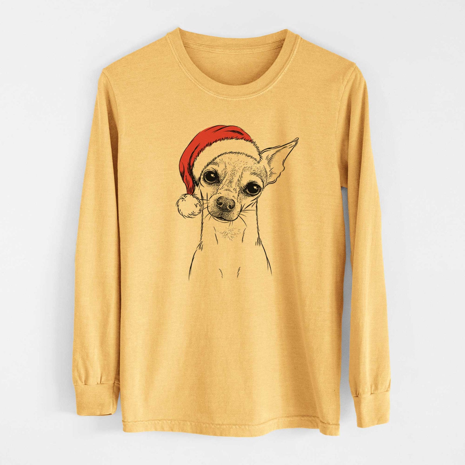 Santa Emee the Chihuahua - Heavyweight 100% Cotton Long Sleeve