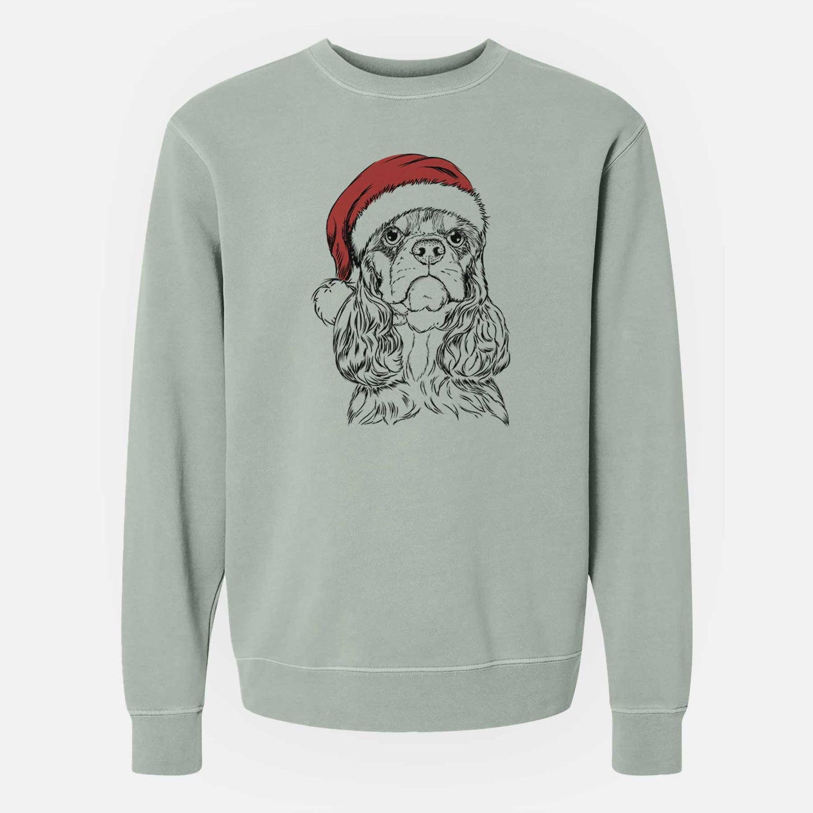 Santa Emma the Cocker Spaniel - Unisex Pigment Dyed Crew Sweatshirt
