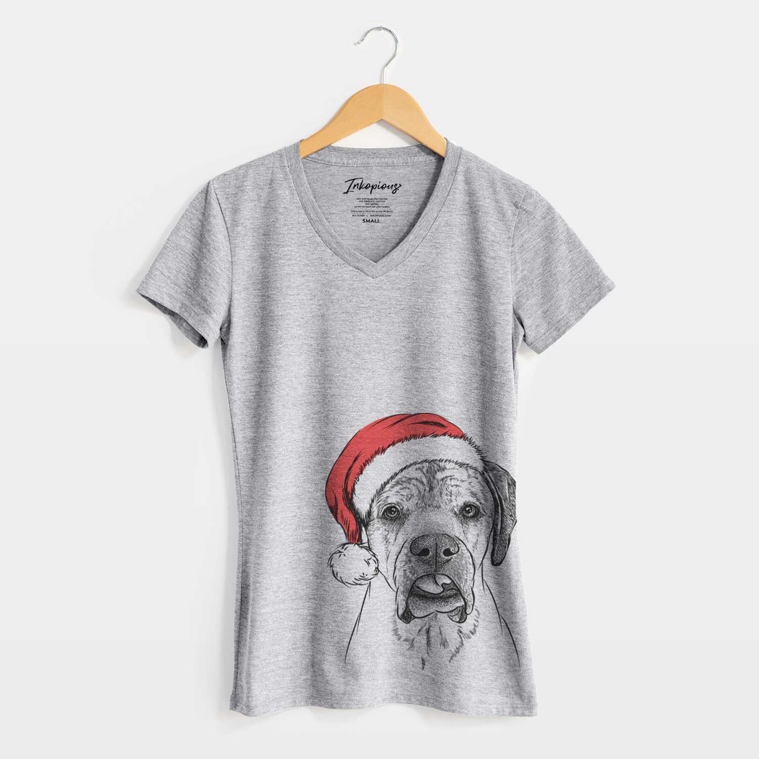 Santa Emma the English Mastiff - Women's V-neck Shirt