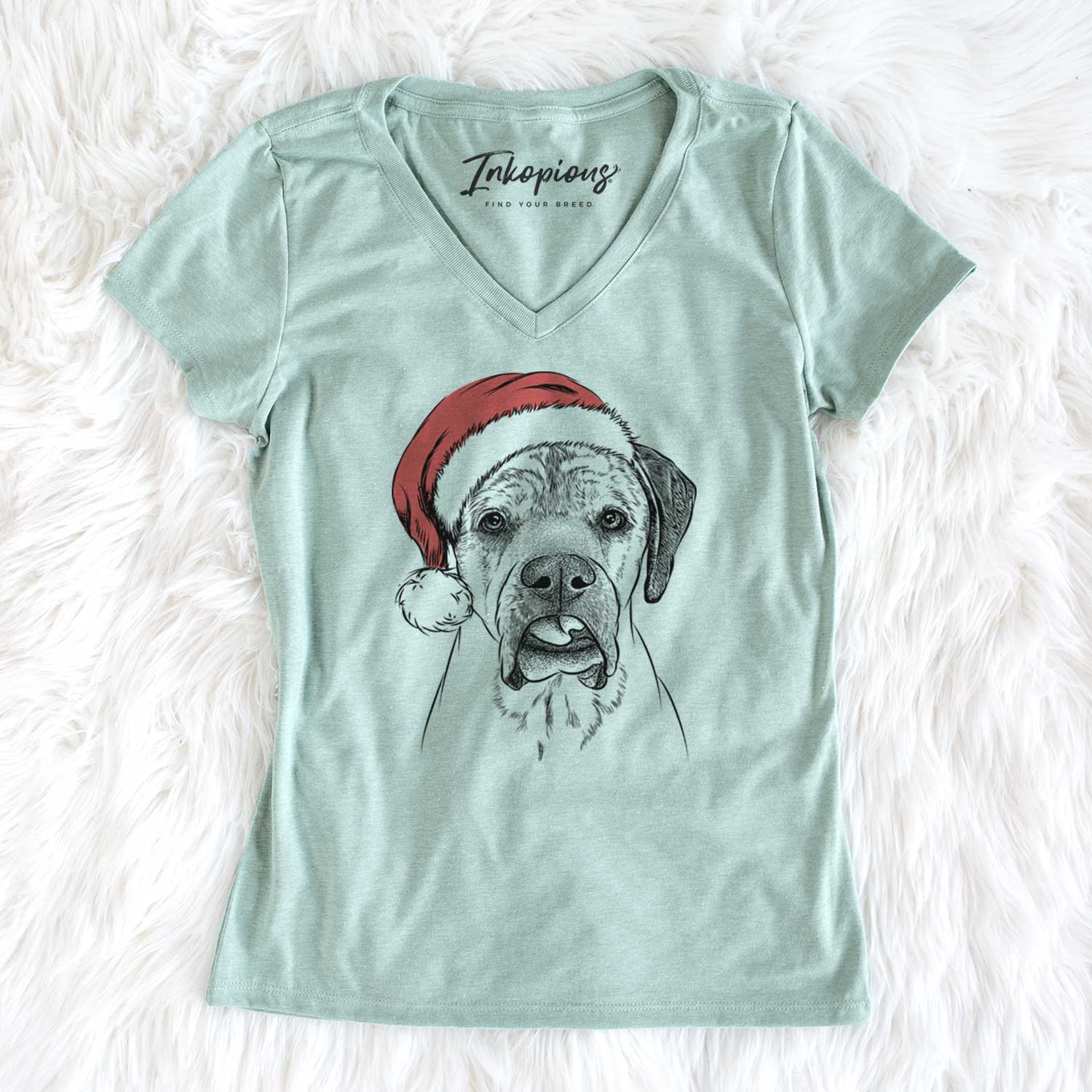 Santa Emma the English Mastiff - Women's V-neck Shirt