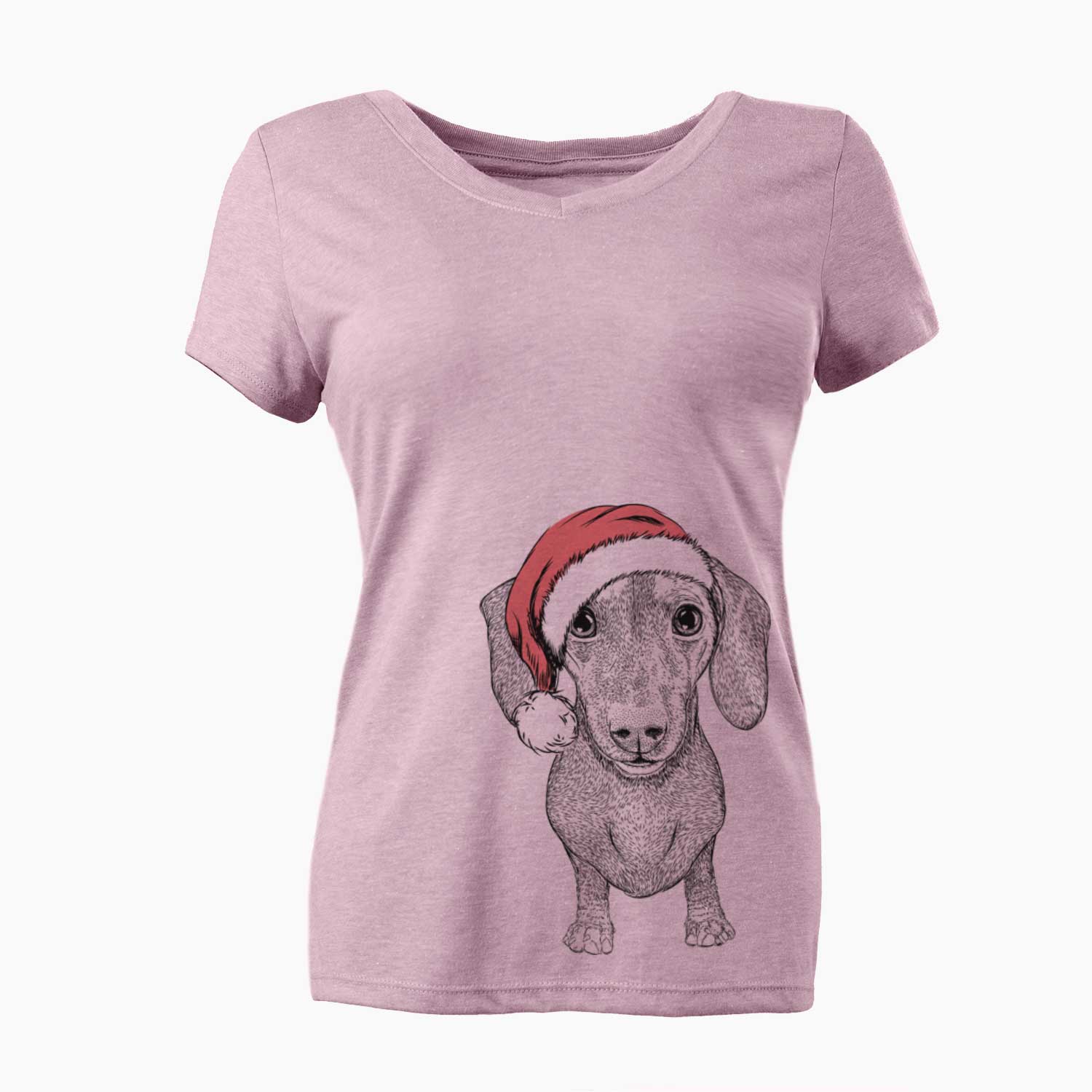 Santa Ernie the Mini Dachshund - Women's V-neck Shirt