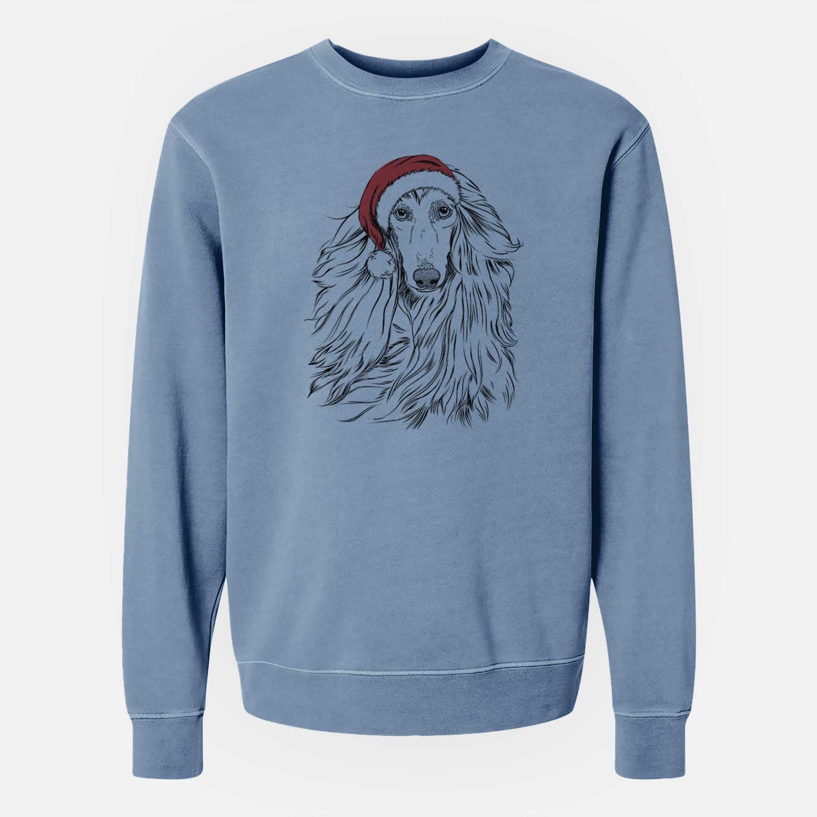 Santa Fabio the Afghan Hound - Unisex Pigment Dyed Crew Sweatshirt