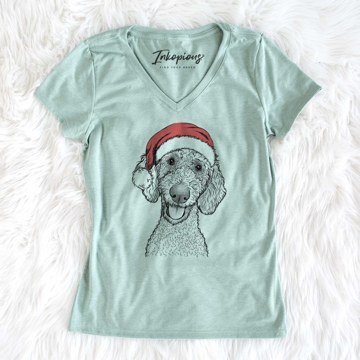 Santa Fenway the Goldendoodle - Women's V-neck Shirt