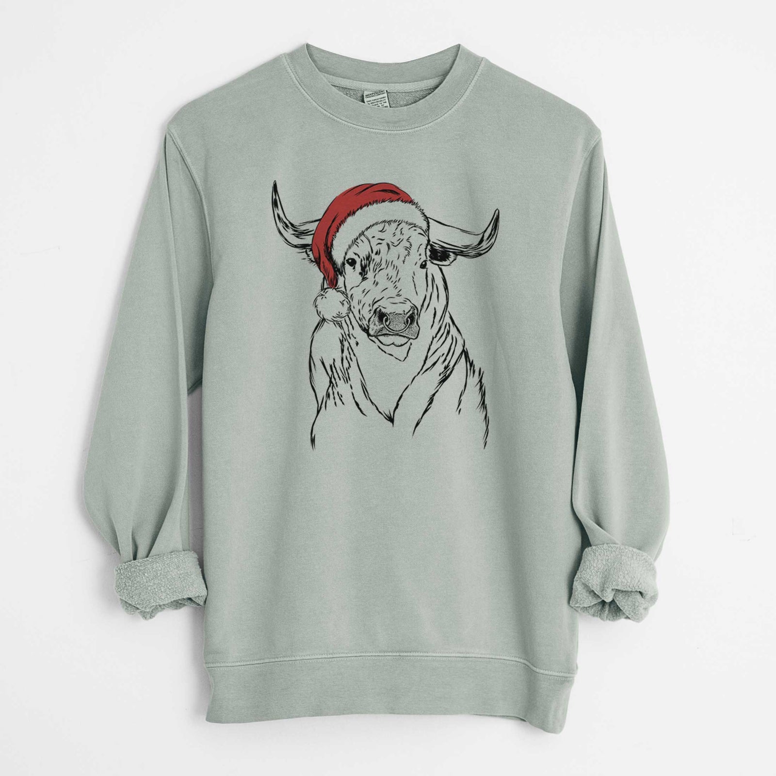 Santa Ferdinand the Bull - Unisex Pigment Dyed Crew Sweatshirt