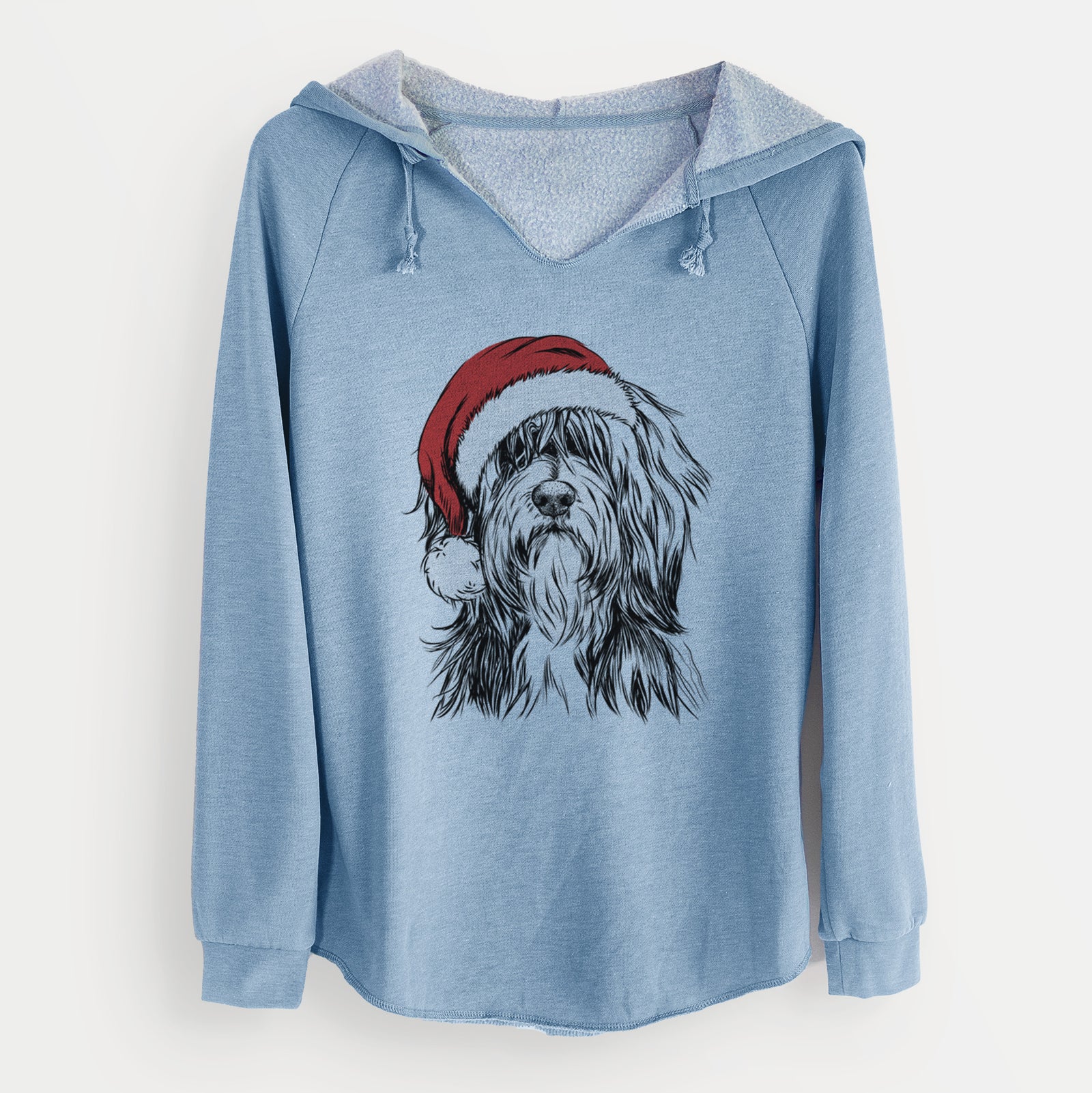 Santa Fiji the Polish Lowland Sheepdog - Cali Wave Hooded Sweatshirt