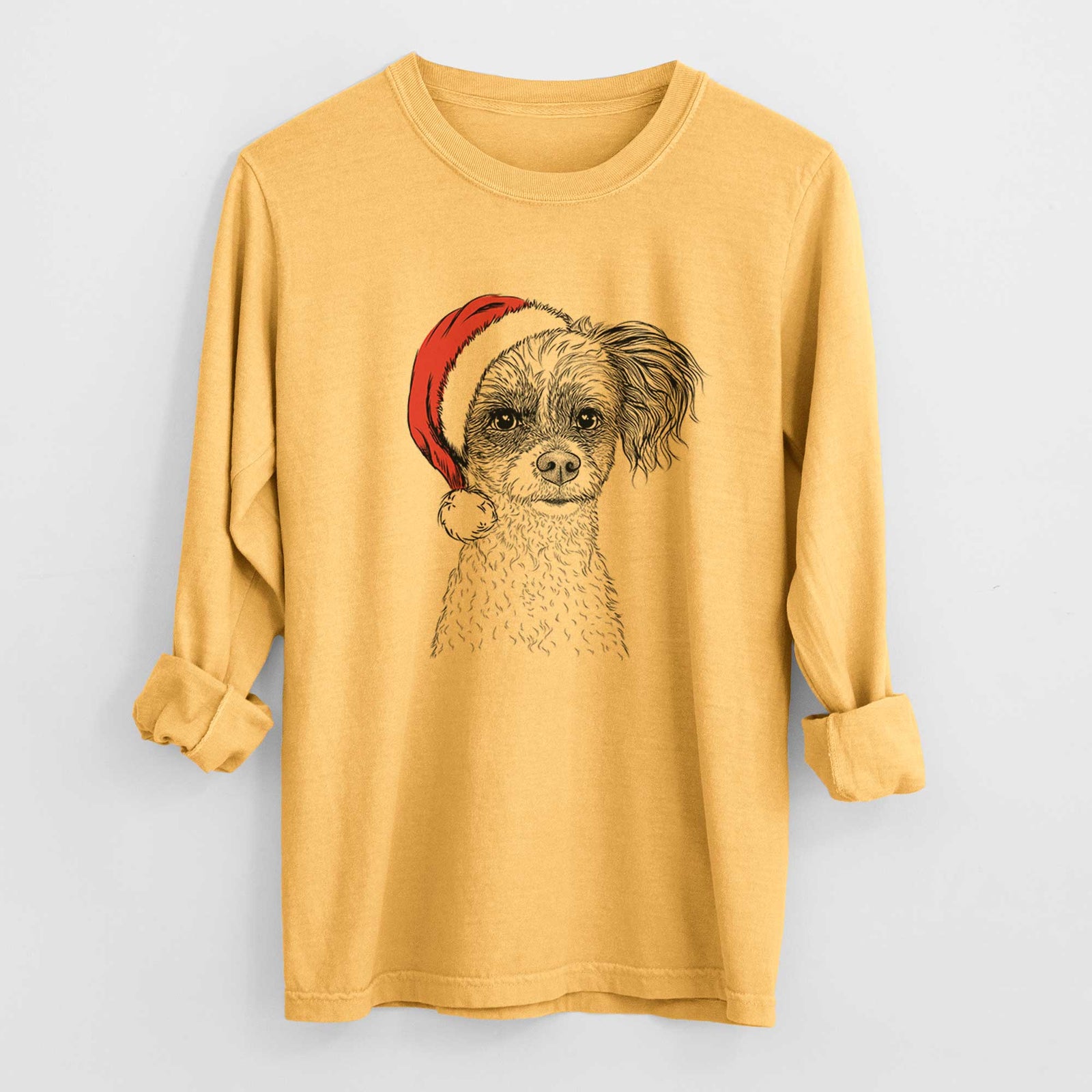 Santa Finley the Papillon Mix - Heavyweight 100% Cotton Long Sleeve