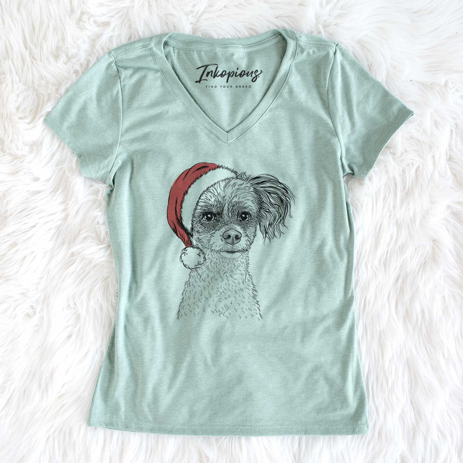 Santa Finley Beth the Papillon Mix - Women's V-neck Shirt