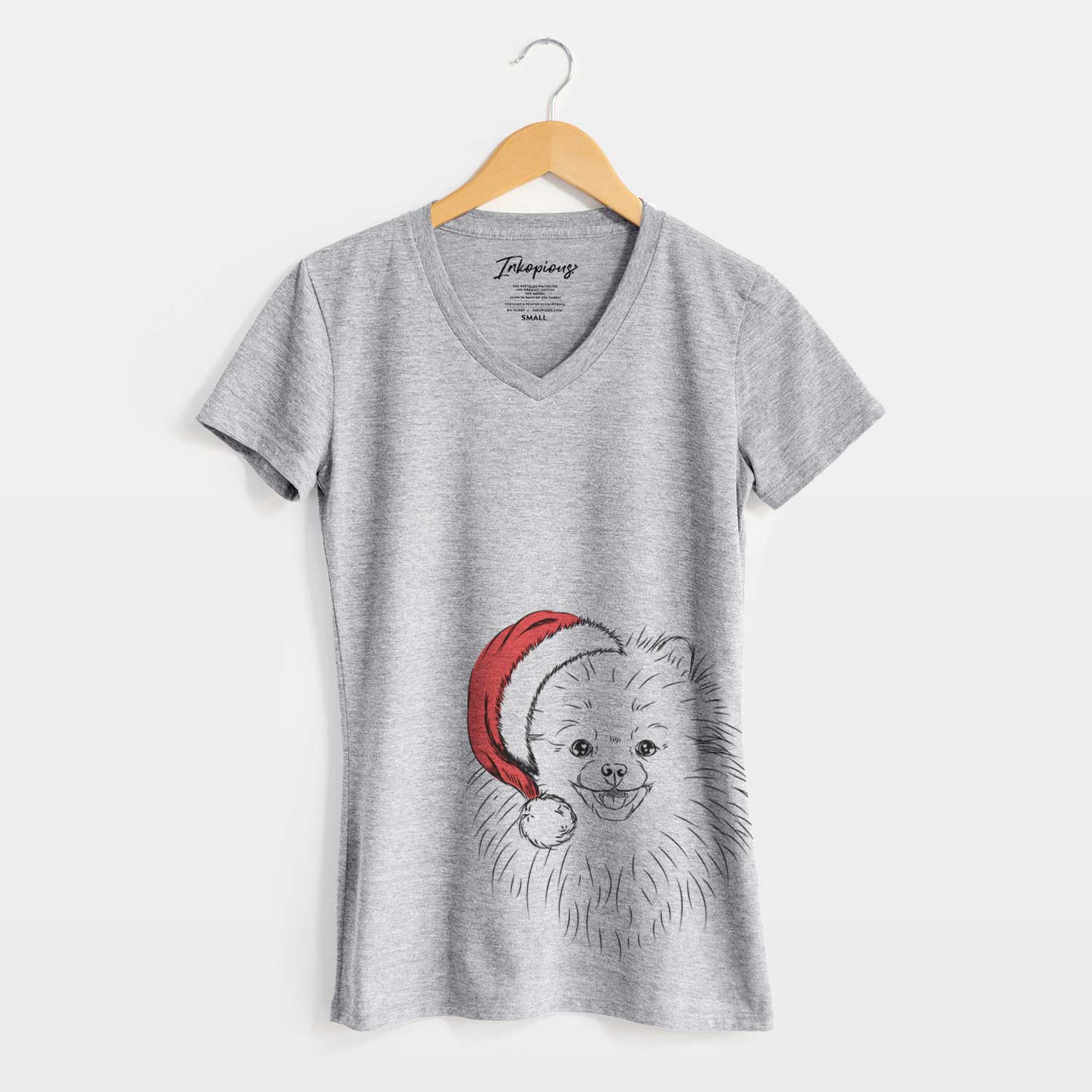 Santa Finn the Pomeranian - Women's V-neck Shirt