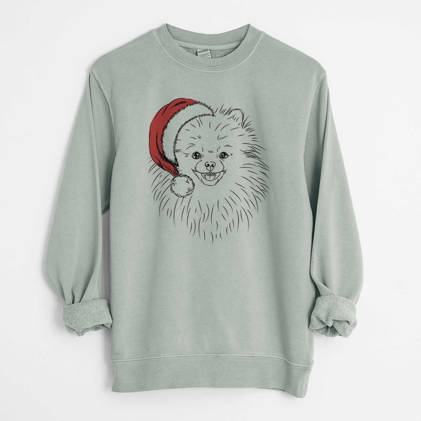 Santa Finn the Pomeranian - Unisex Pigment Dyed Crew Sweatshirt