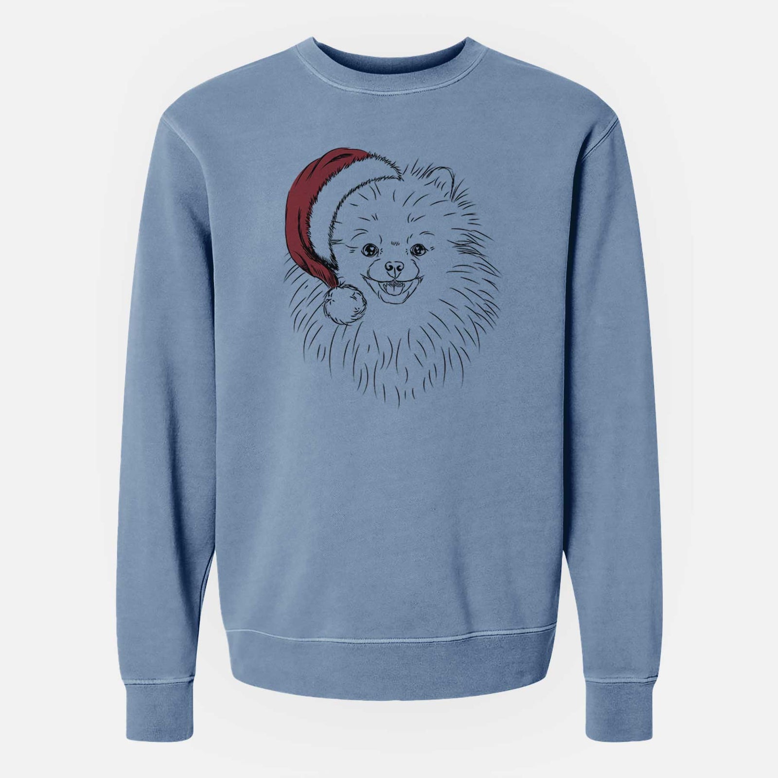 Santa Finn the Pomeranian - Unisex Pigment Dyed Crew Sweatshirt