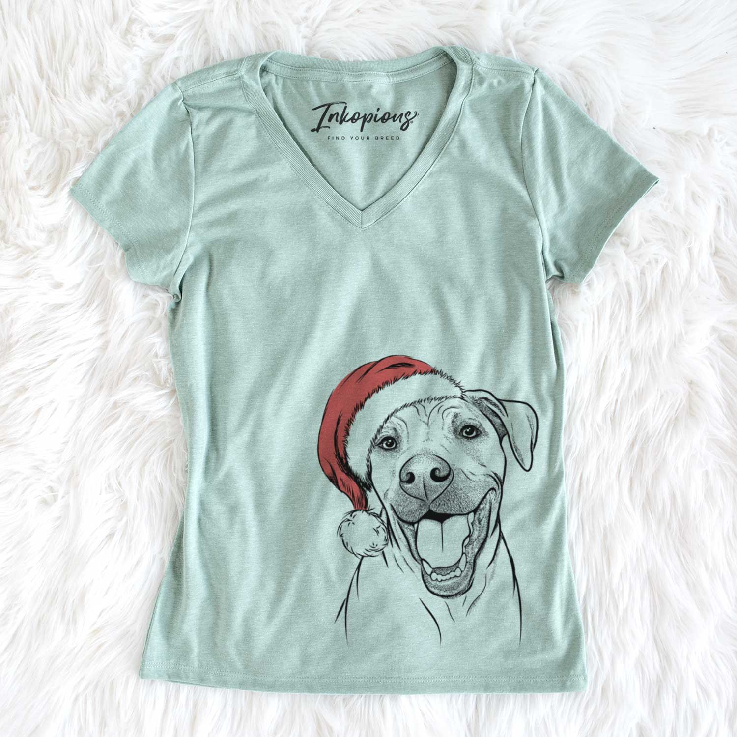 Santa Finn the Hound Mix - Women's V-neck Shirt