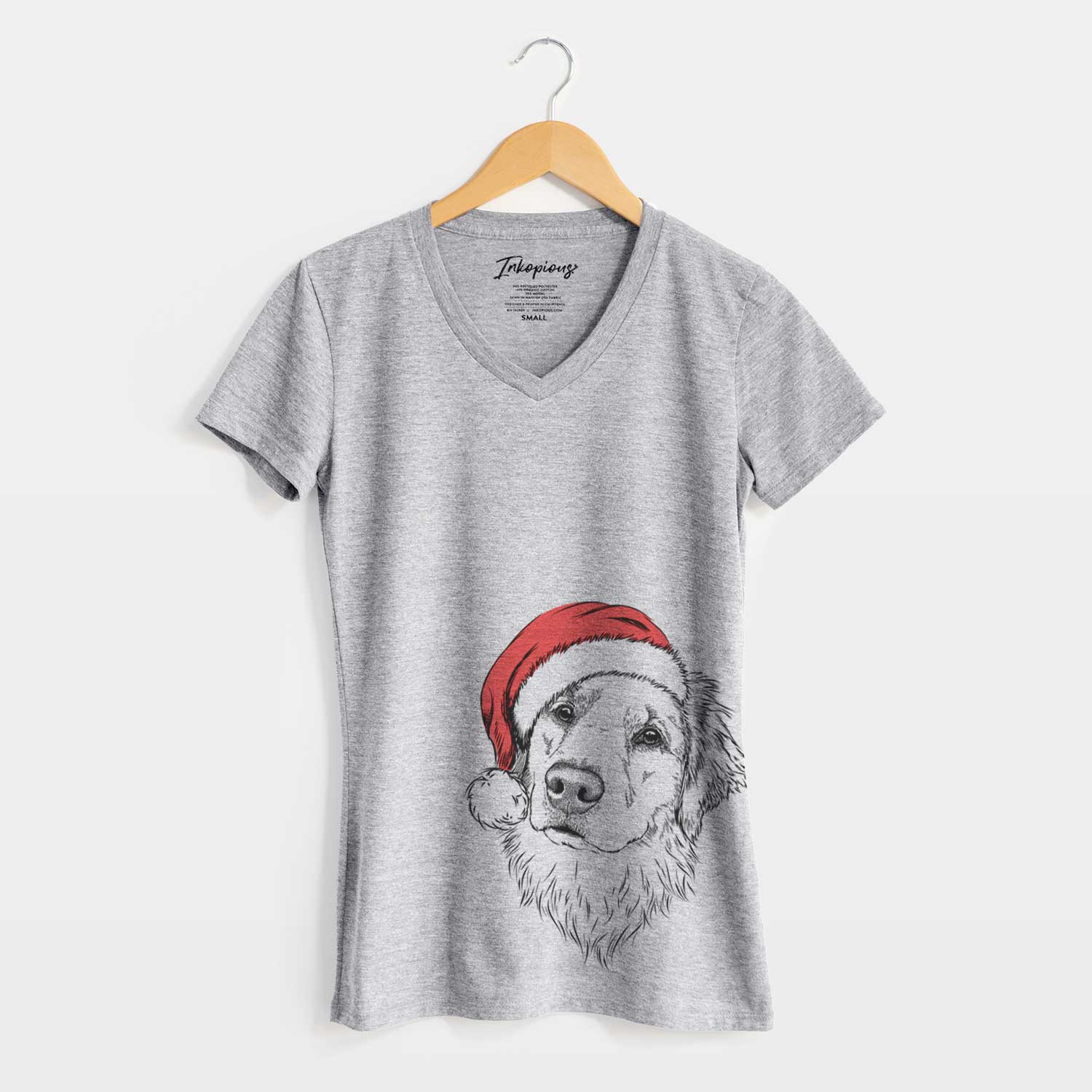 Santa Fiona the Golden Retriever - Women's V-neck Shirt