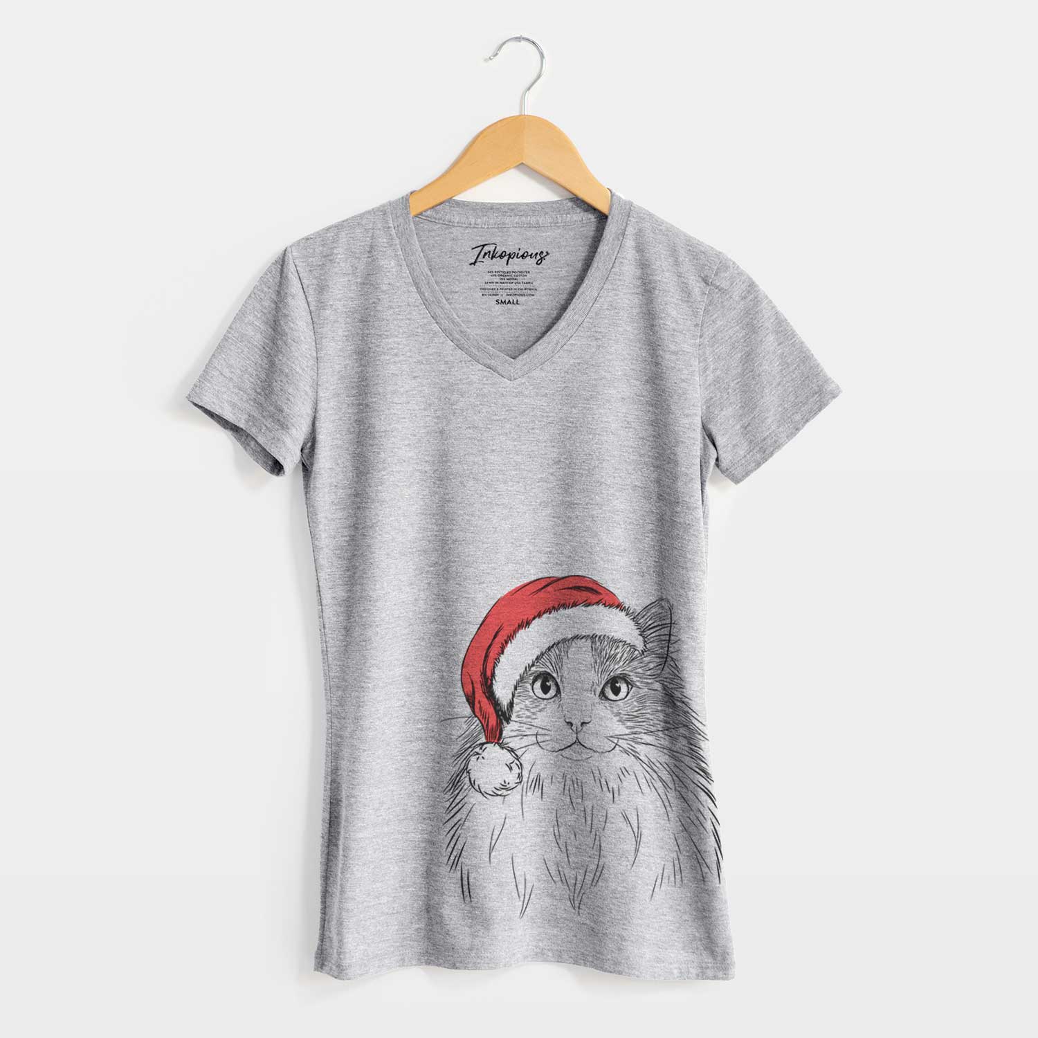 Santa Fiona the Ragdoll Cat - Women's V-neck Shirt