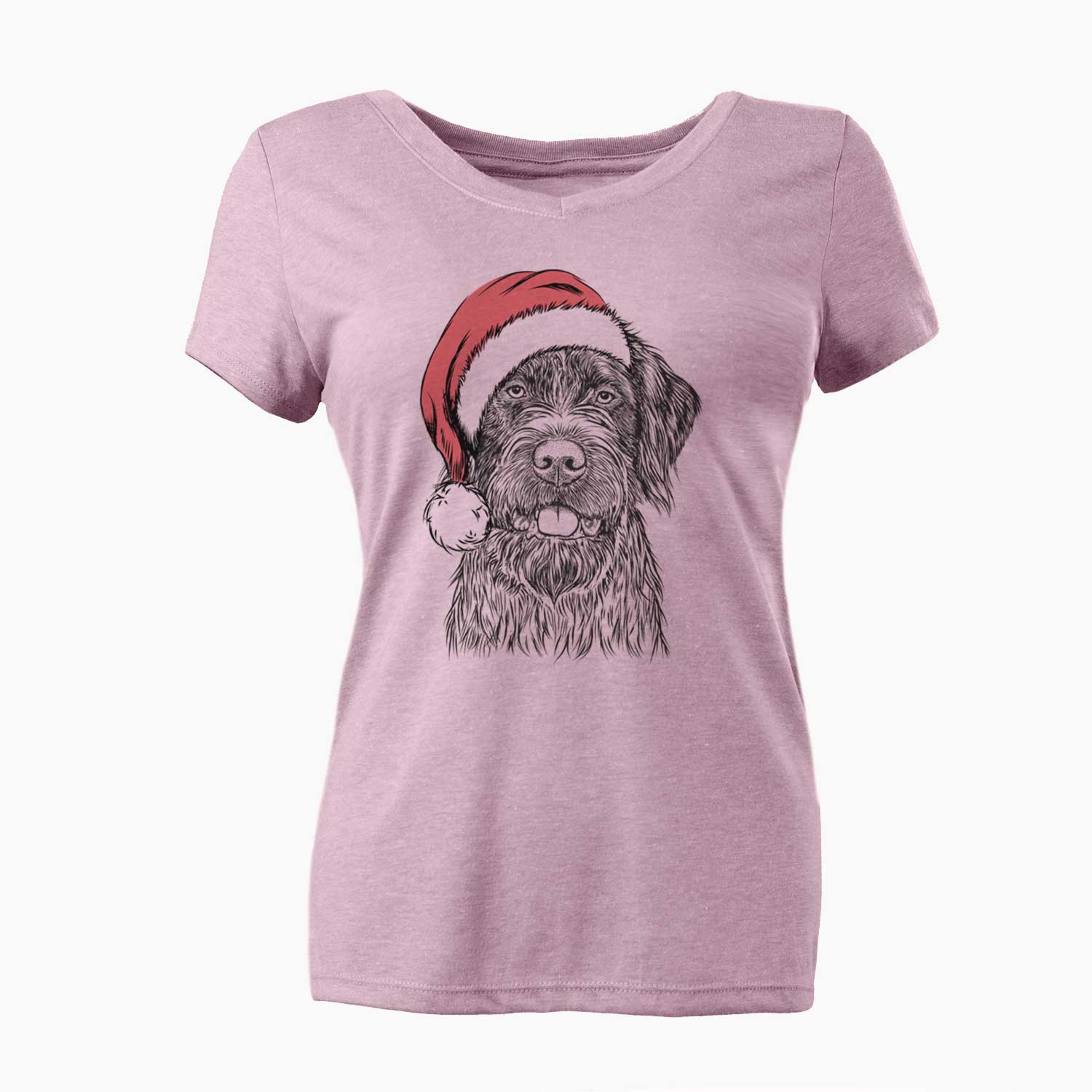 Santa Fletcher the Wirehaired Pointing Griffon - Women's V-neck Shirt