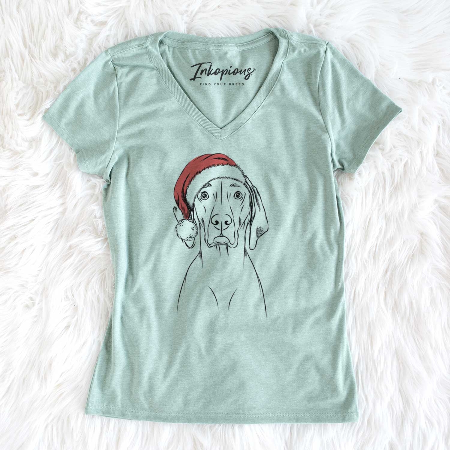 Santa Flint the Weimaraner - Women's V-neck Shirt