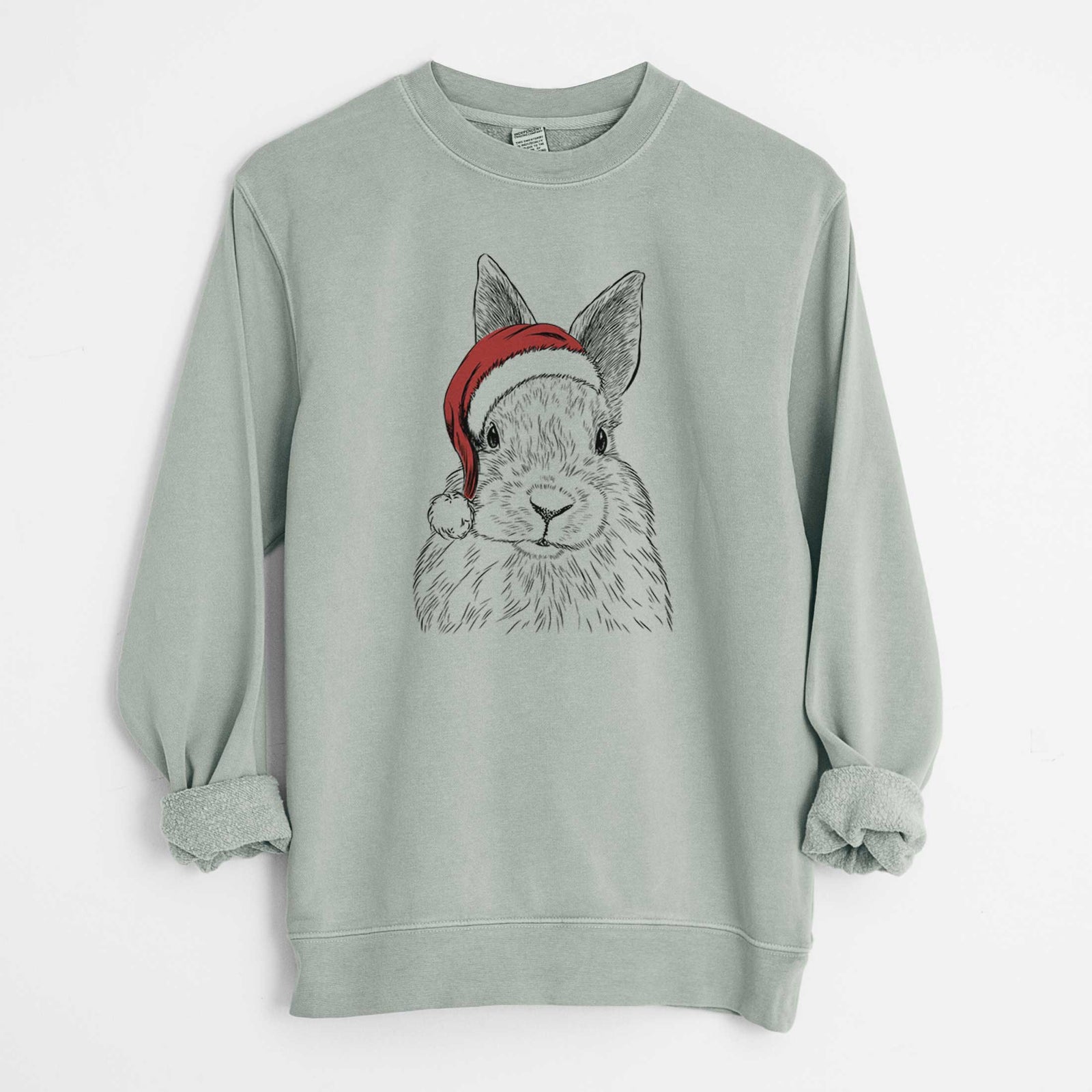 Santa Flower the Rex Rabbit - Unisex Pigment Dyed Crew Sweatshirt