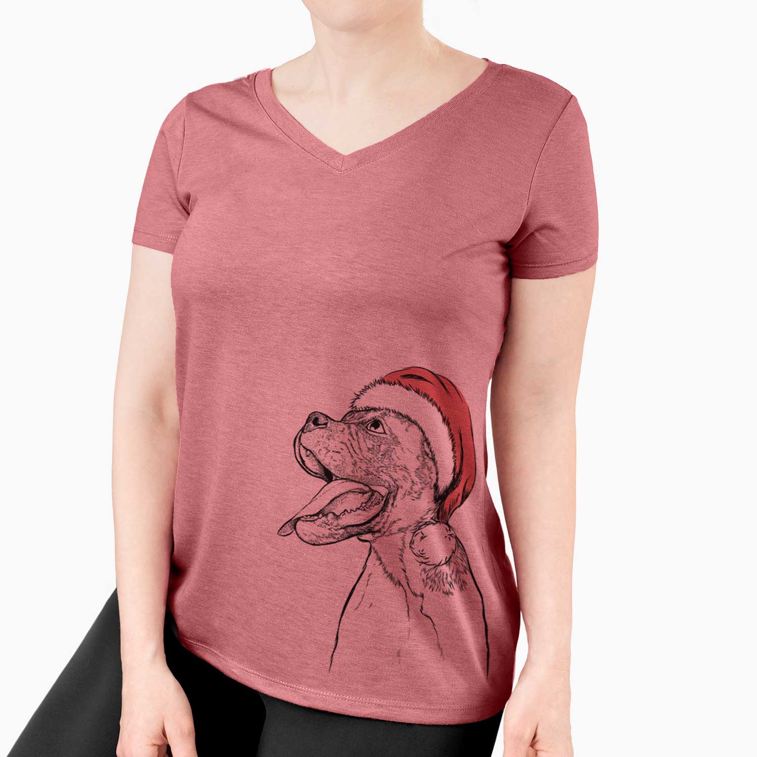Santa Floyd the Boxer - Women's V-neck Shirt