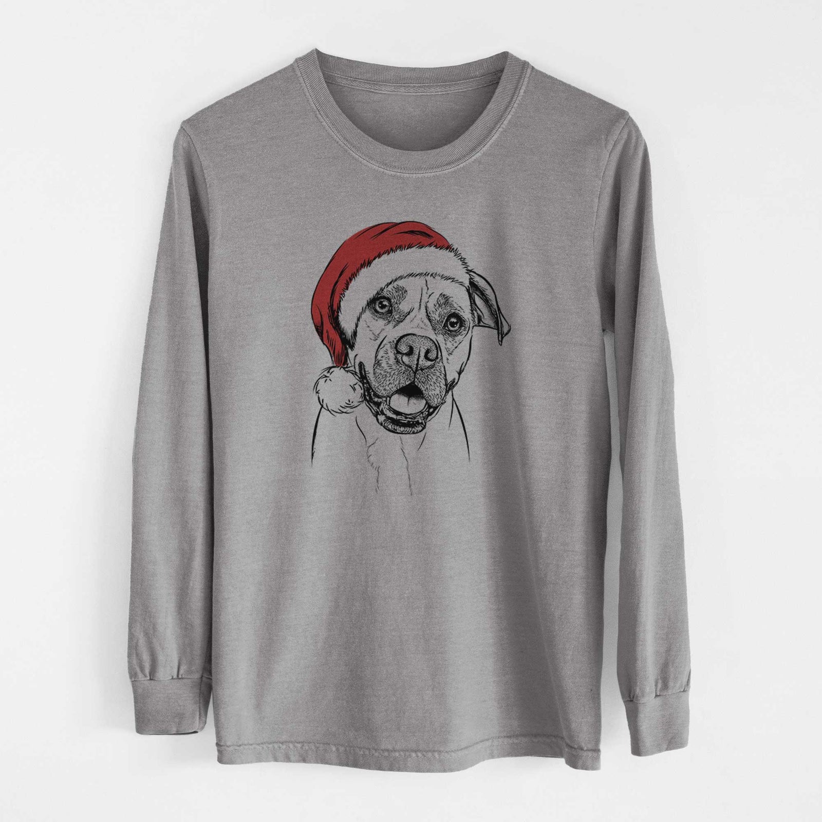 Santa Frankie Tankie the Boxer Mix - Heavyweight 100% Cotton Long Sleeve