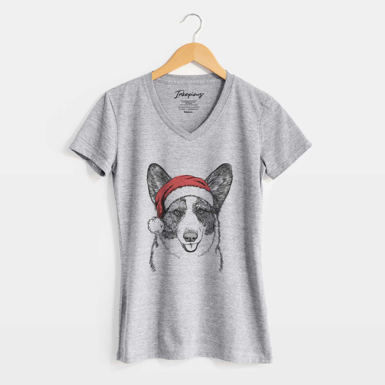 Santa Gabby the Cardigan Welsh Corgi - Women's V-neck Shirt