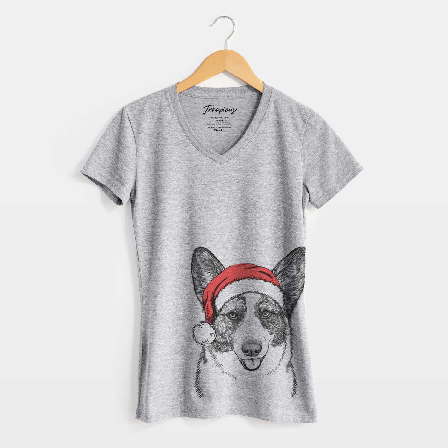 Santa Gabby the Cardigan Welsh Corgi - Women's V-neck Shirt