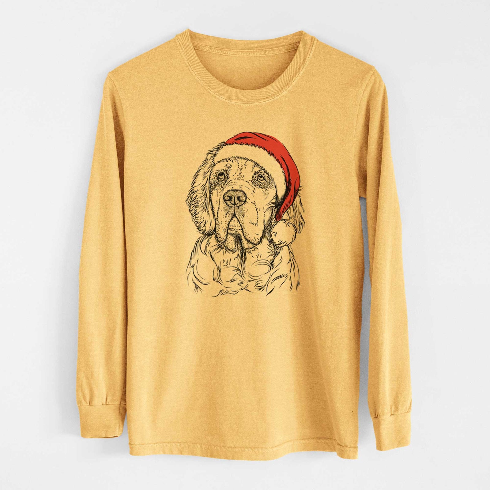 Santa Gary the Clumber Spaniel - Heavyweight 100% Cotton Long Sleeve