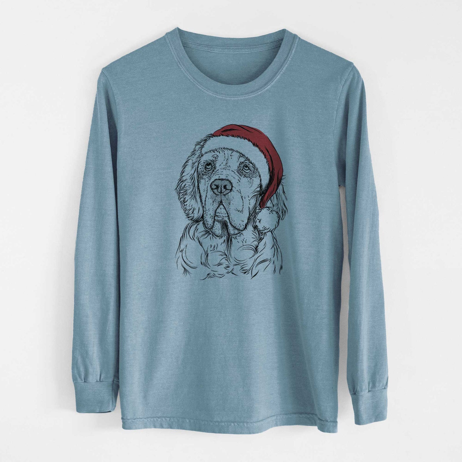 Santa Gary the Clumber Spaniel - Heavyweight 100% Cotton Long Sleeve