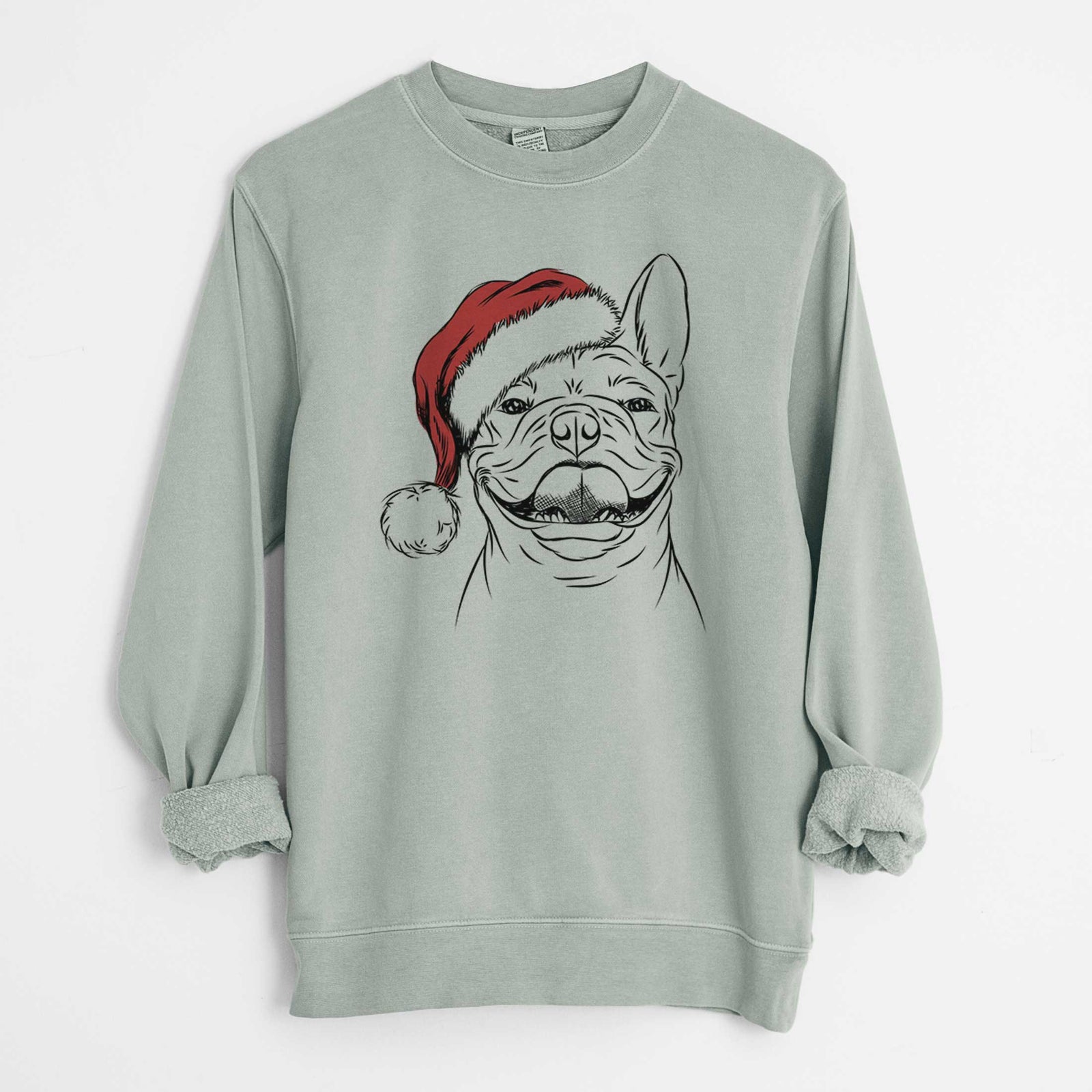 Santa Gaston the French Bulldog - Unisex Pigment Dyed Crew Sweatshirt