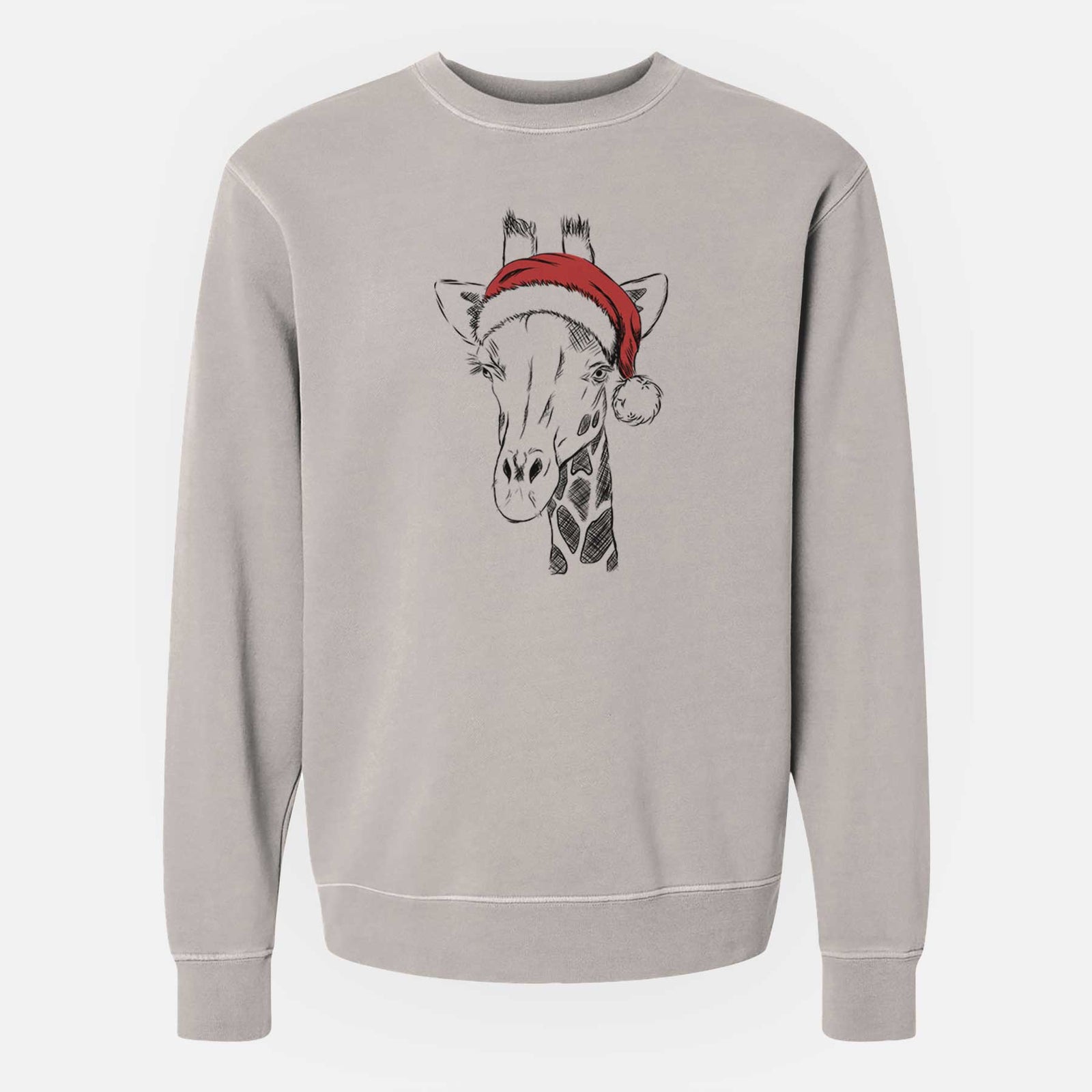 Santa Geoffrey the Giraffe - Unisex Pigment Dyed Crew Sweatshirt