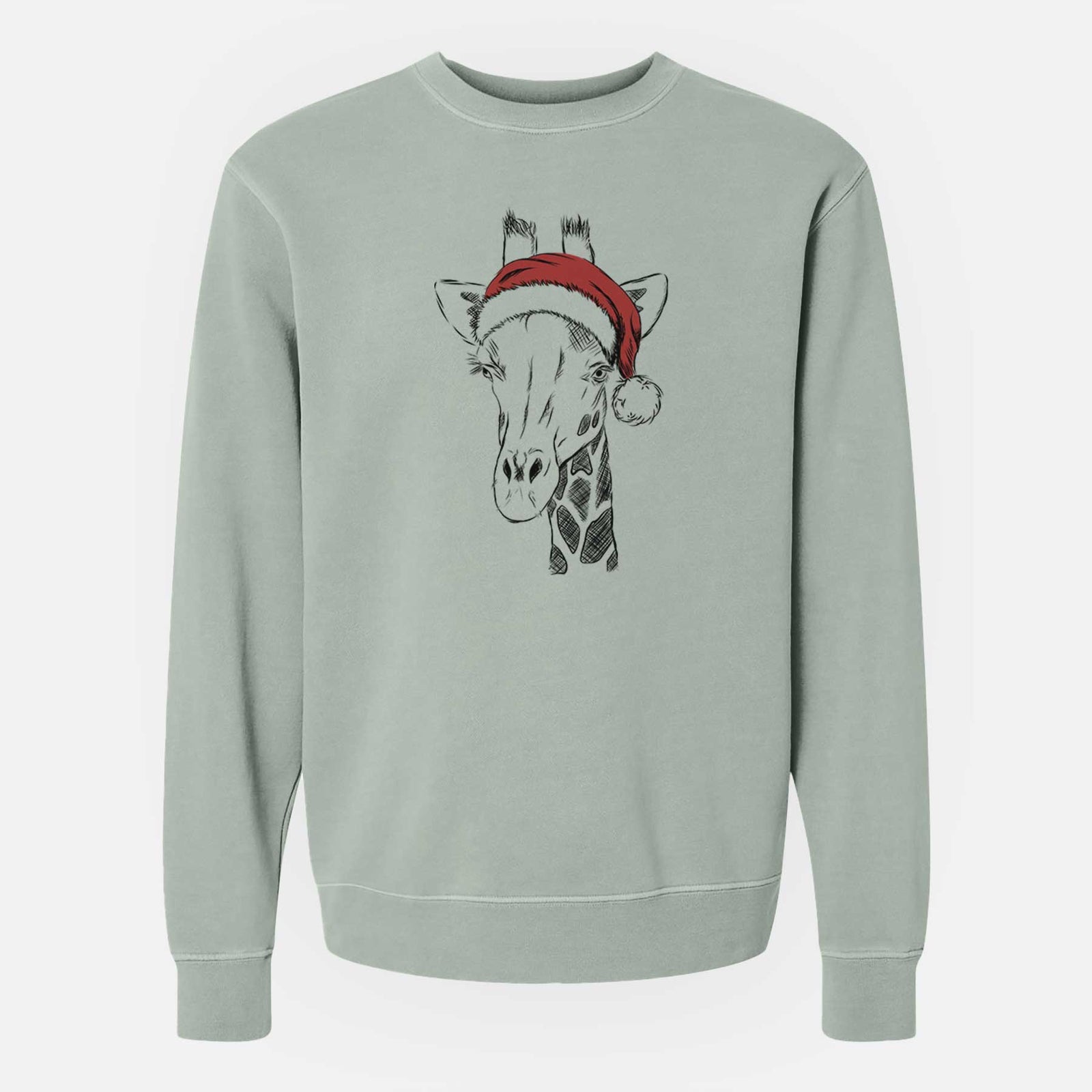 Santa Geoffrey the Giraffe - Unisex Pigment Dyed Crew Sweatshirt