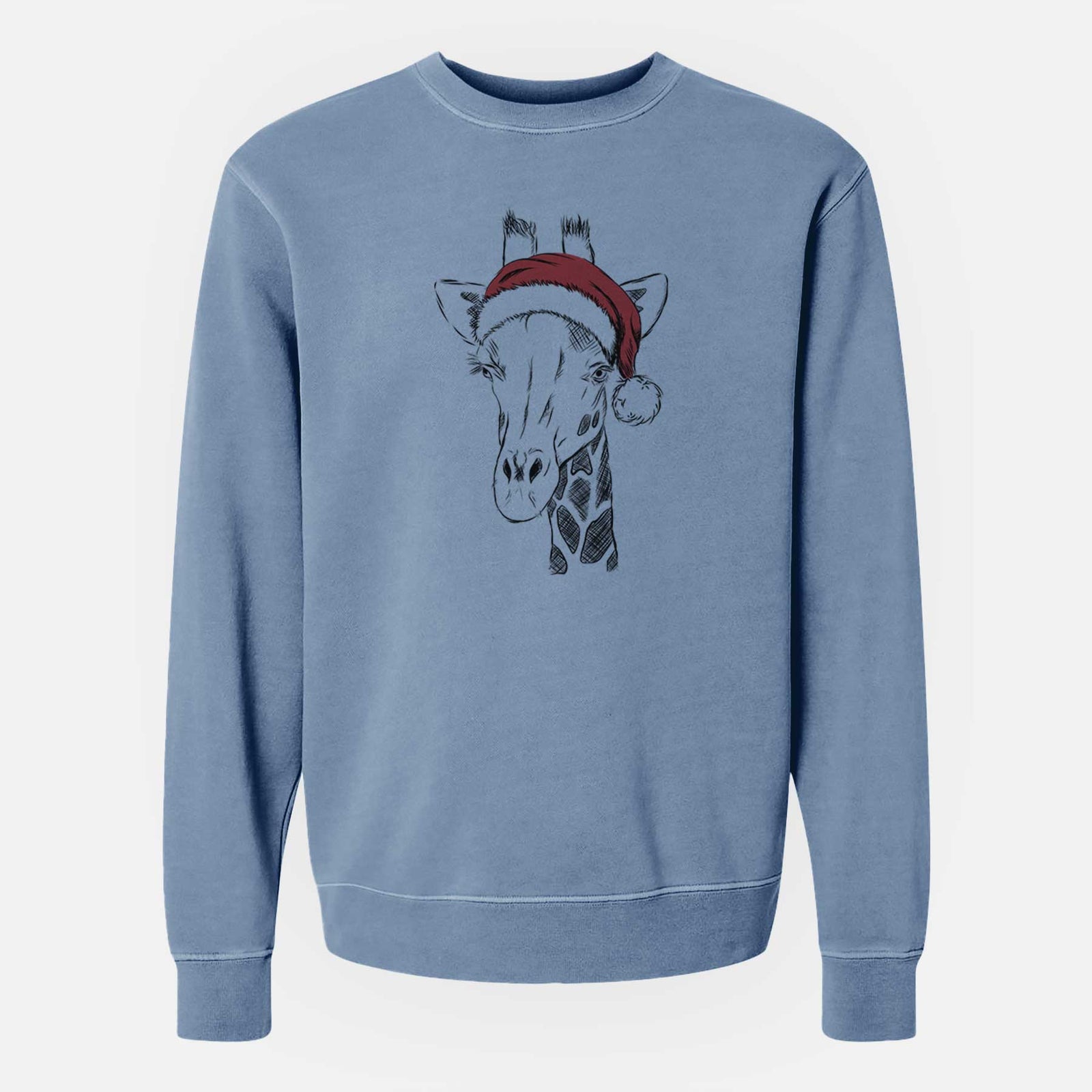 Santa Geoffrey the Giraffe - Unisex Pigment Dyed Crew Sweatshirt