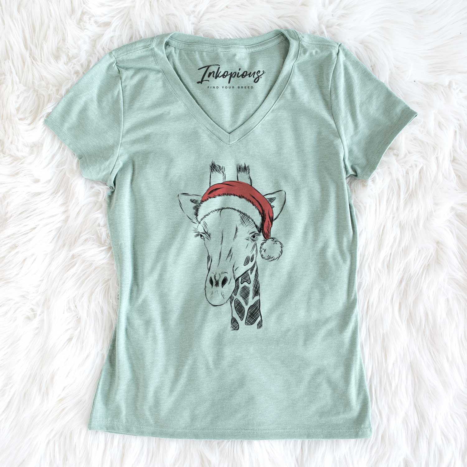 Santa Geoffrey the Giraffe - Women's V-neck Shirt