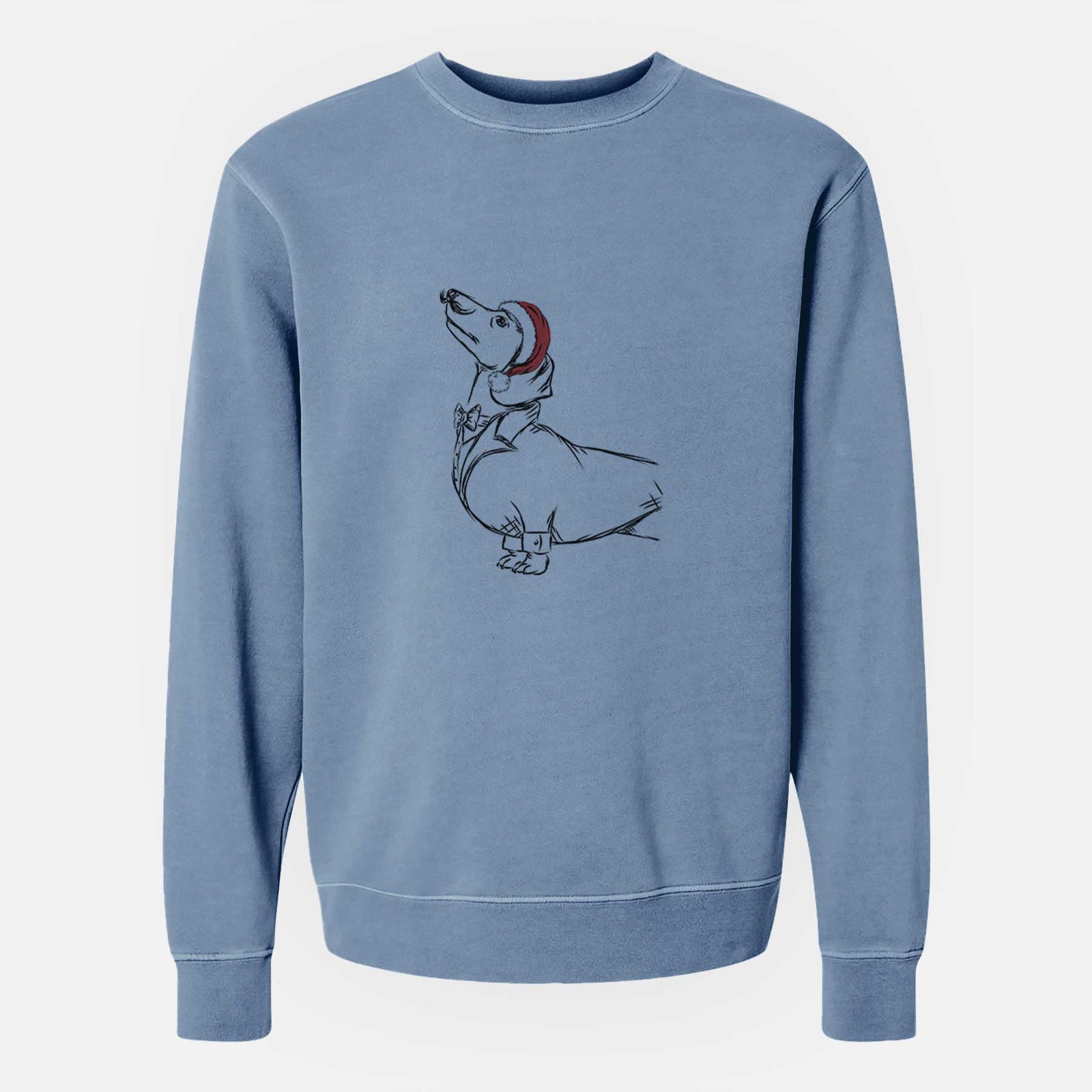 Santa George the Dachshund - Unisex Pigment Dyed Crew Sweatshirt