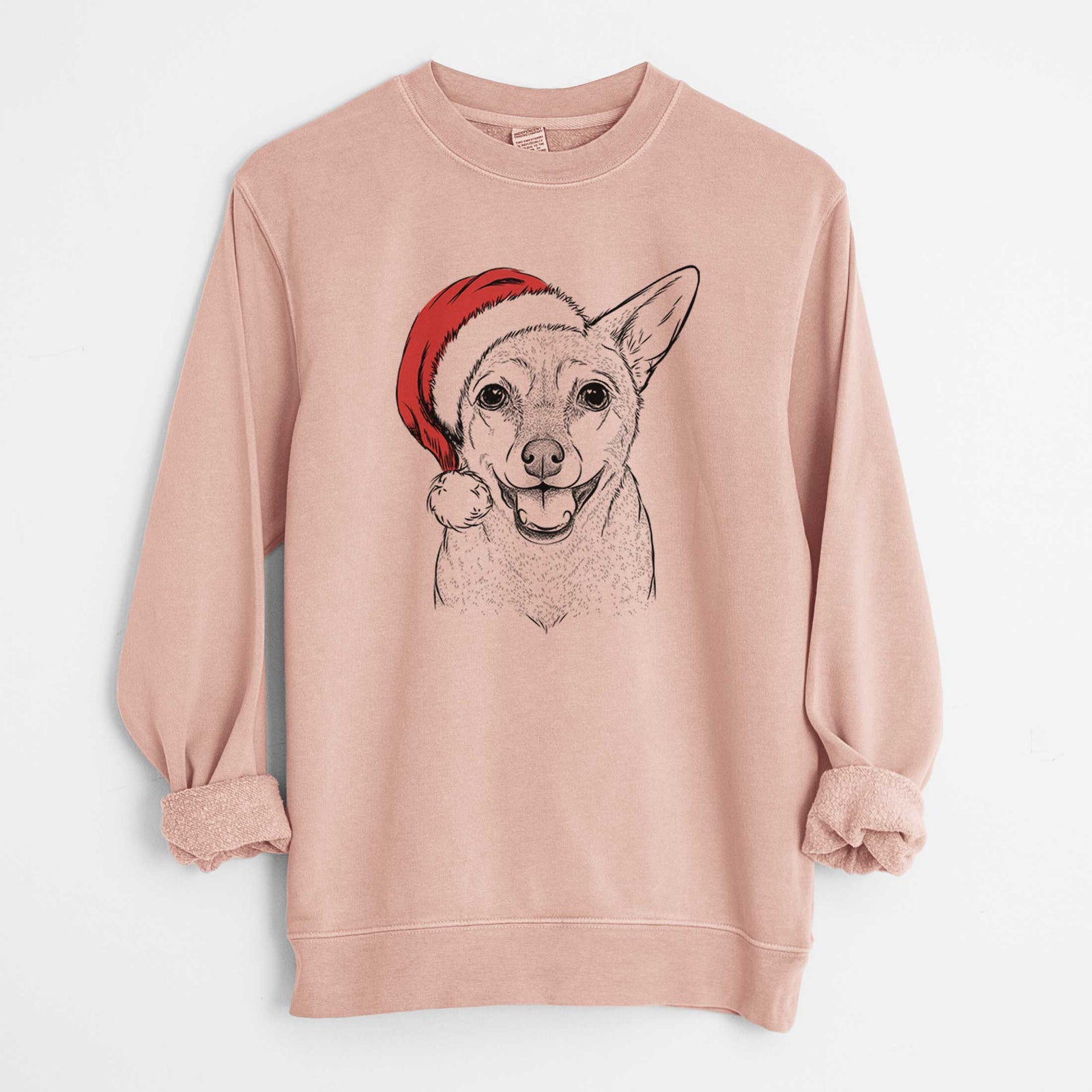 Santa Georgie the Chiweenie - Unisex Pigment Dyed Crew Sweatshirt