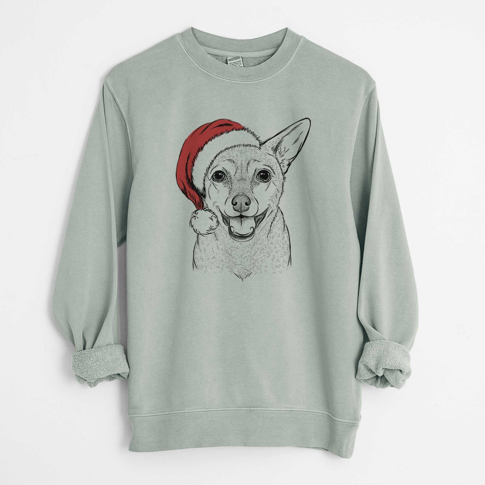 Santa Georgie the Chiweenie - Unisex Pigment Dyed Crew Sweatshirt