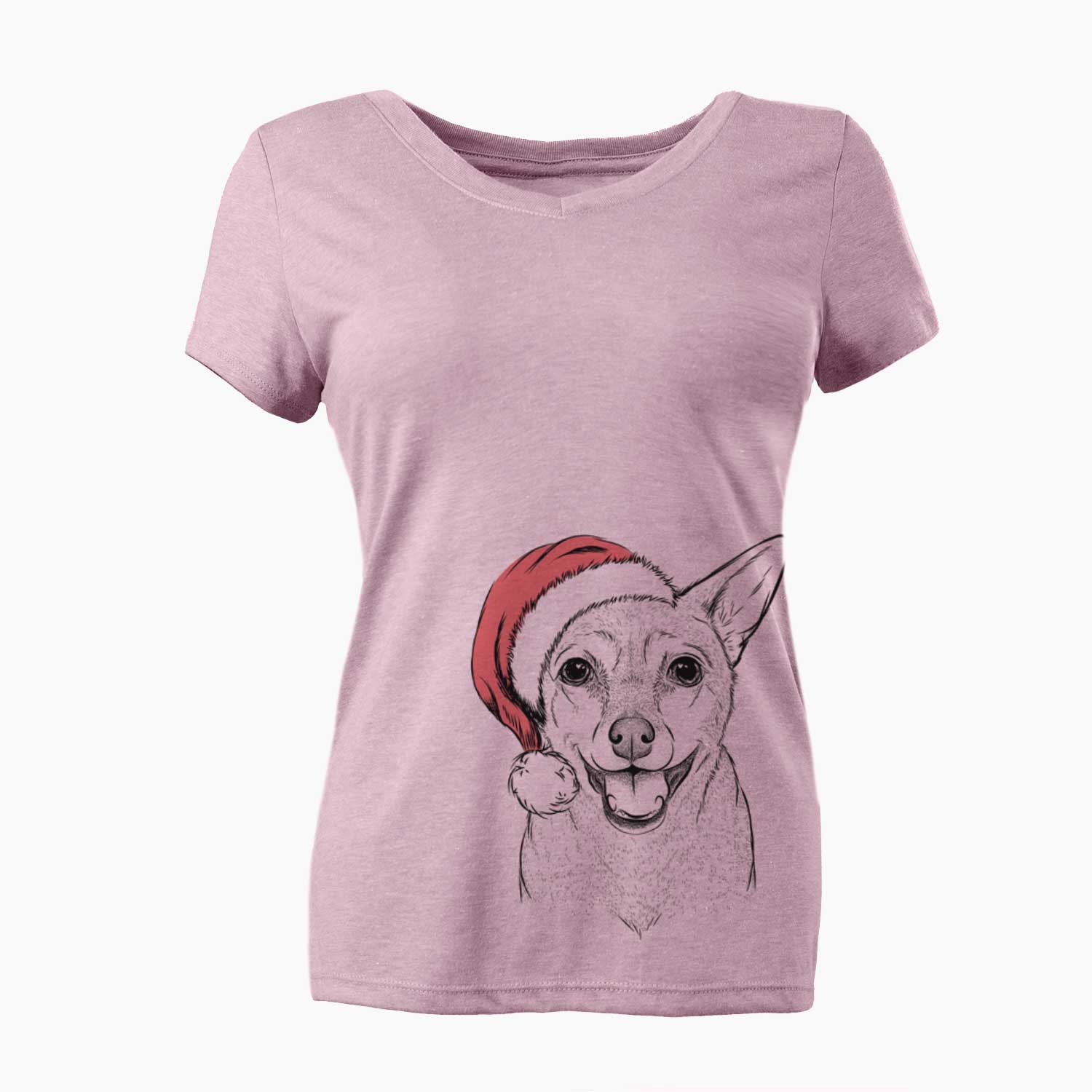 Santa Georgie the Chiweenie - Women's V-neck Shirt