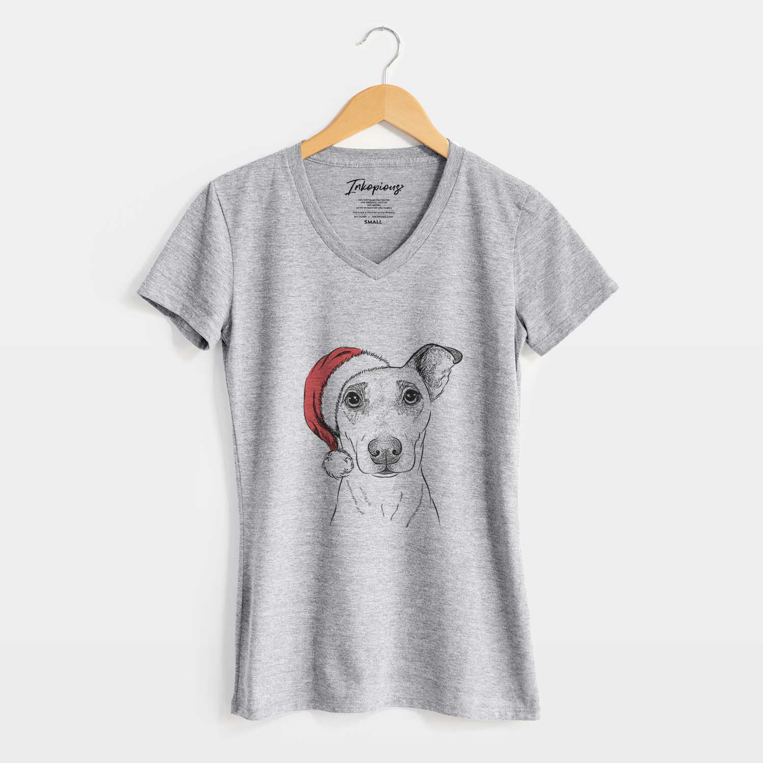Santa Georgie Rat the Terrier Mix - Women's V-neck Shirt