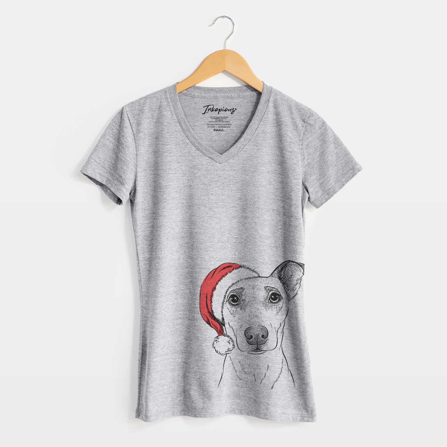 Santa Georgie Rat the Terrier Mix - Women's V-neck Shirt