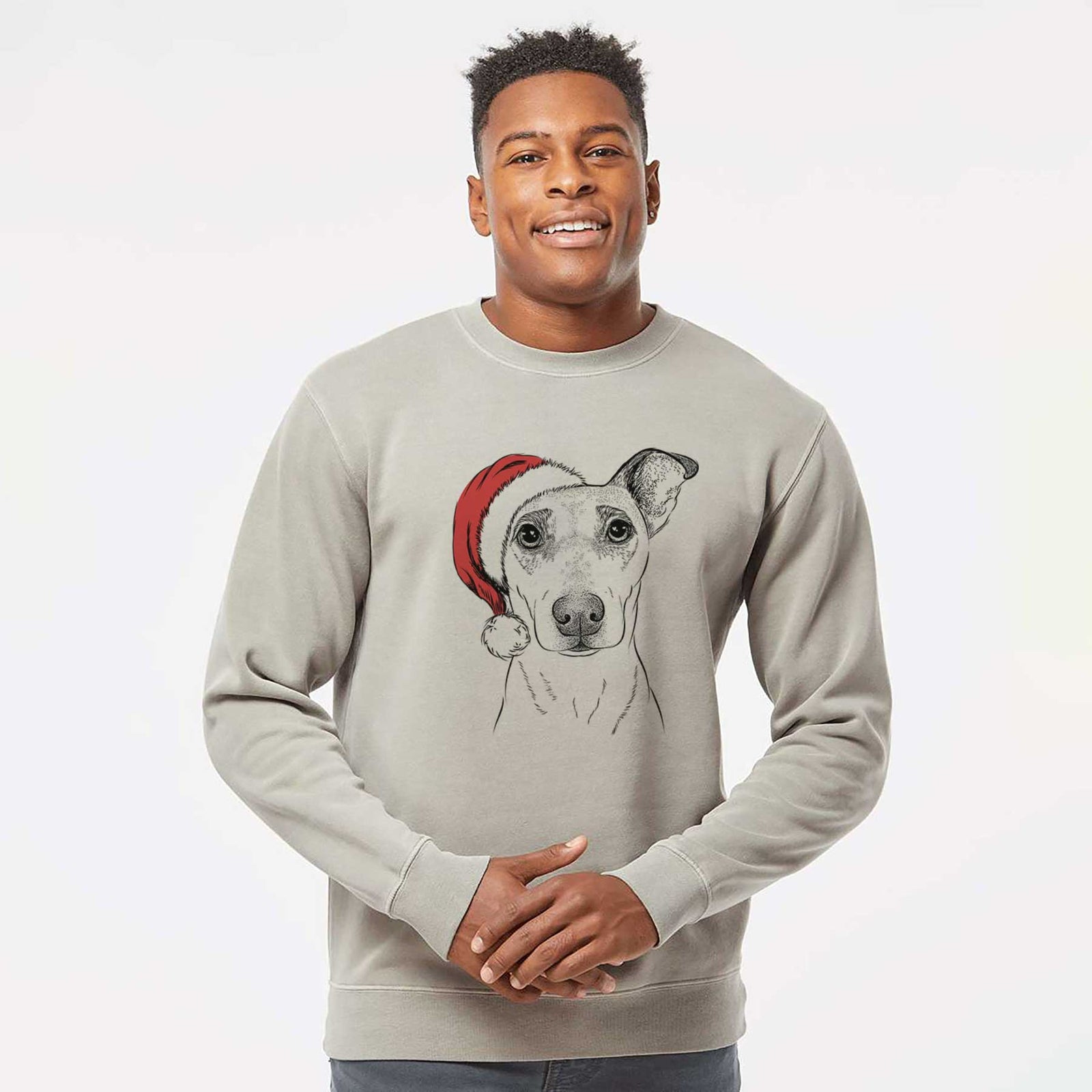 Santa Georgie Rat the Terrier Mix - Unisex Pigment Dyed Crew Sweatshirt