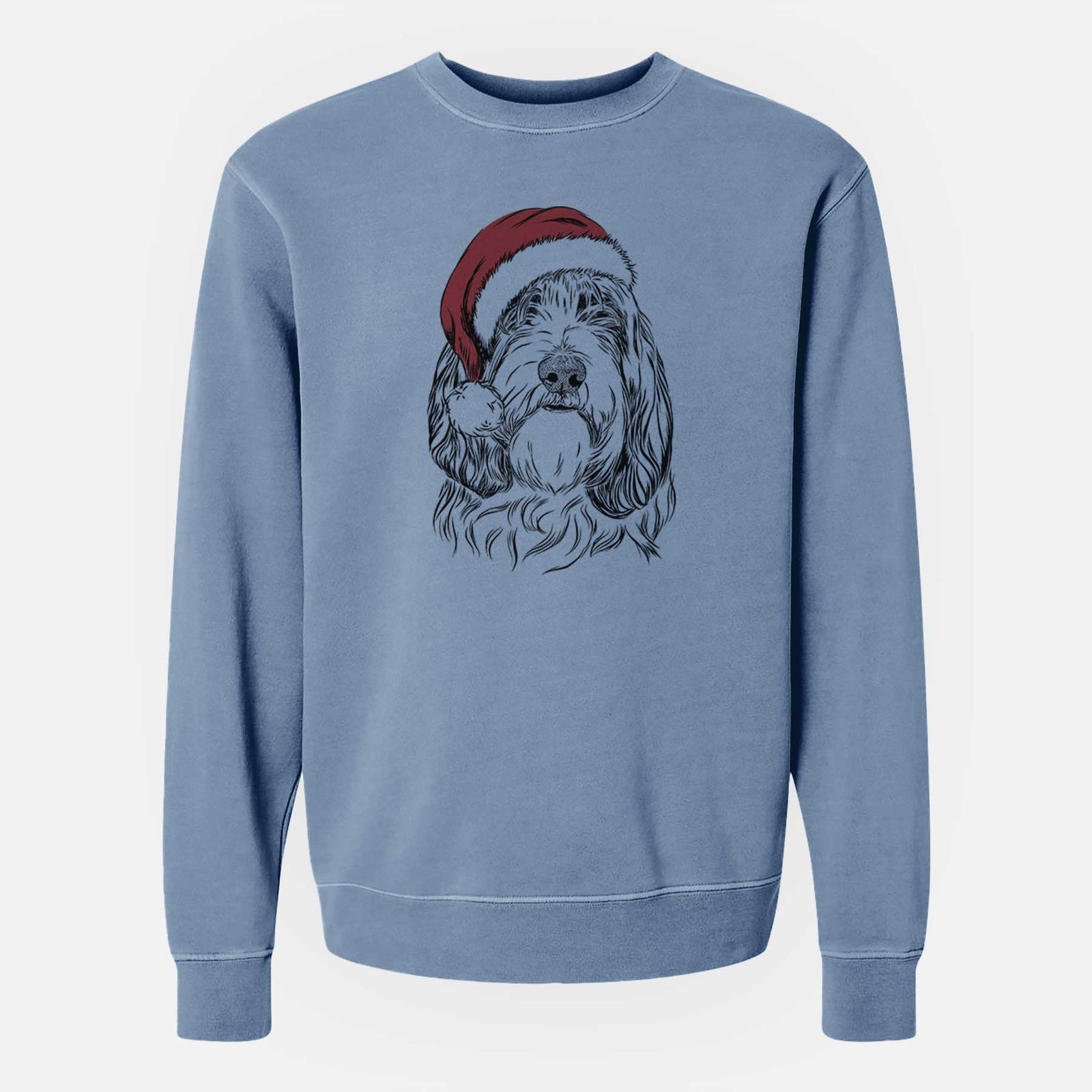 Santa Gerard the Petit Basset Griffon Vendeen - Unisex Pigment Dyed Crew Sweatshirt
