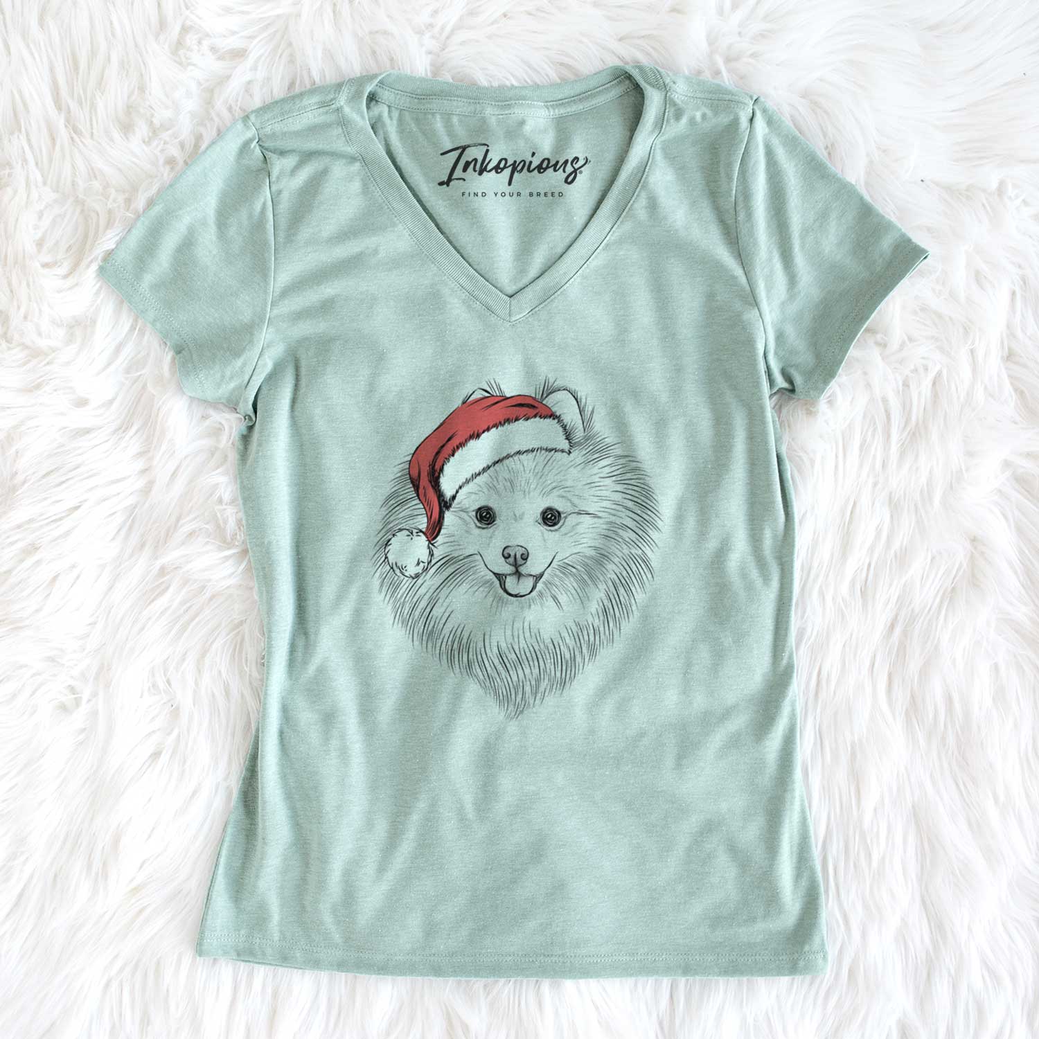 Santa GiGi the Pomeranian - Women's V-neck Shirt