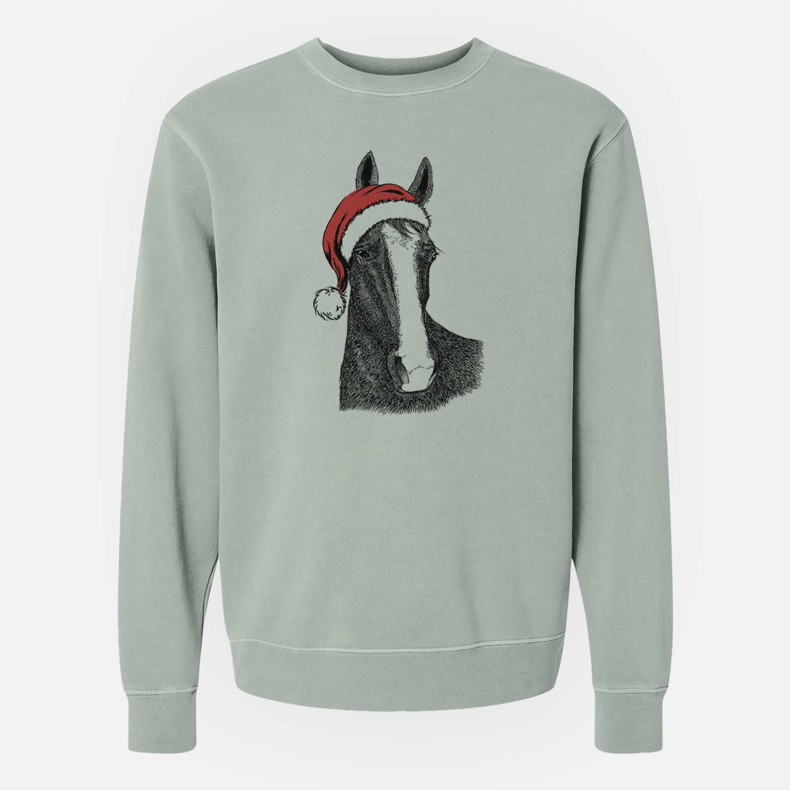 Santa Gibson the Tennessee Walking Horse - Unisex Pigment Dyed Crew Sweatshirt