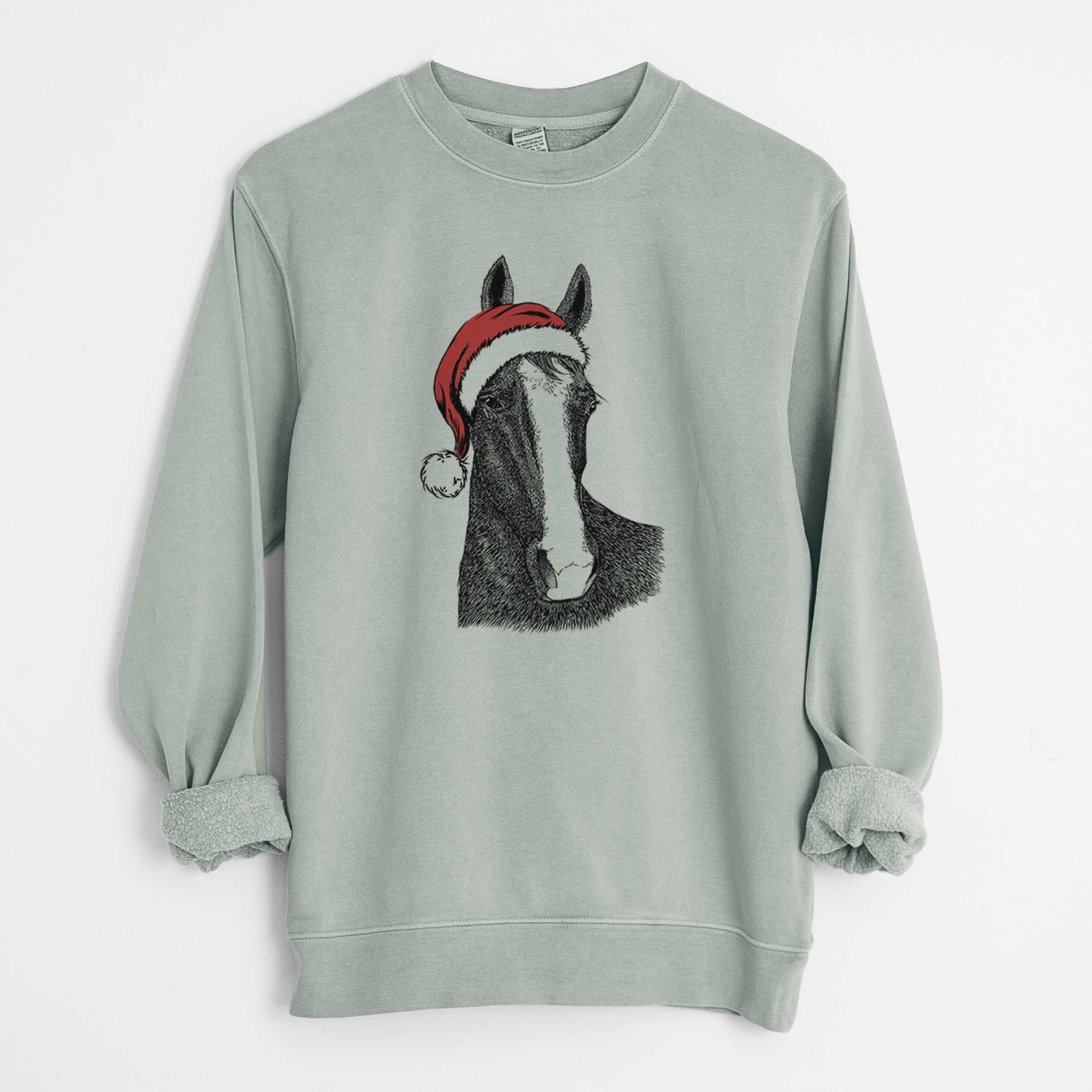 Santa Gibson the Tennessee Walking Horse - Unisex Pigment Dyed Crew Sweatshirt